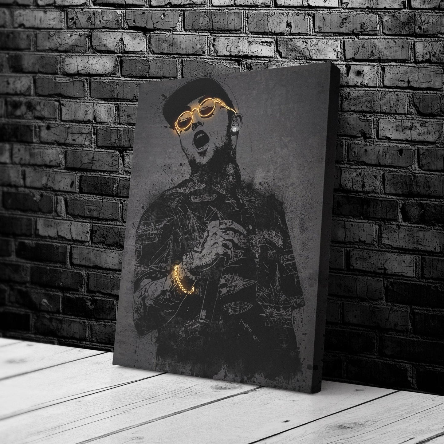 Mac Miller Neon Canvas Art | Music Wall Decor