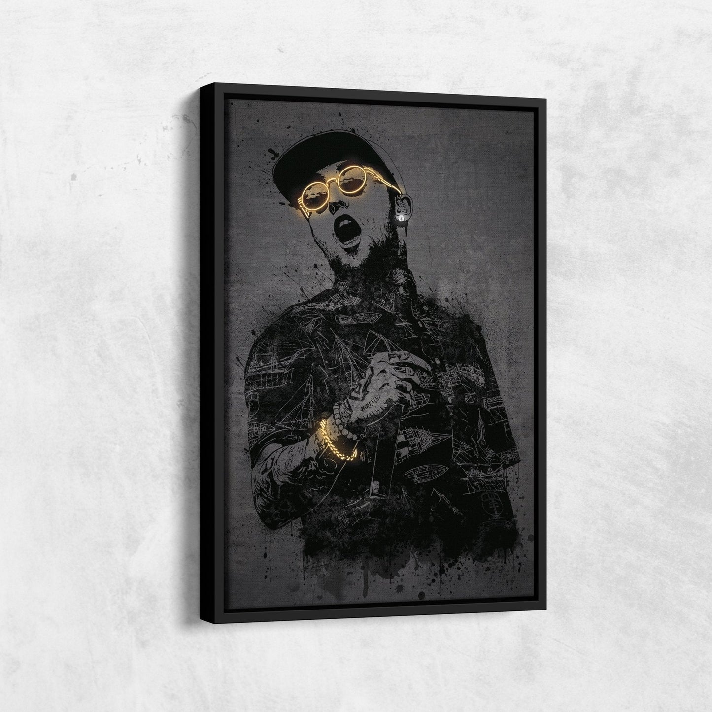 Mac Miller Neon Canvas Art | Music Wall Decor