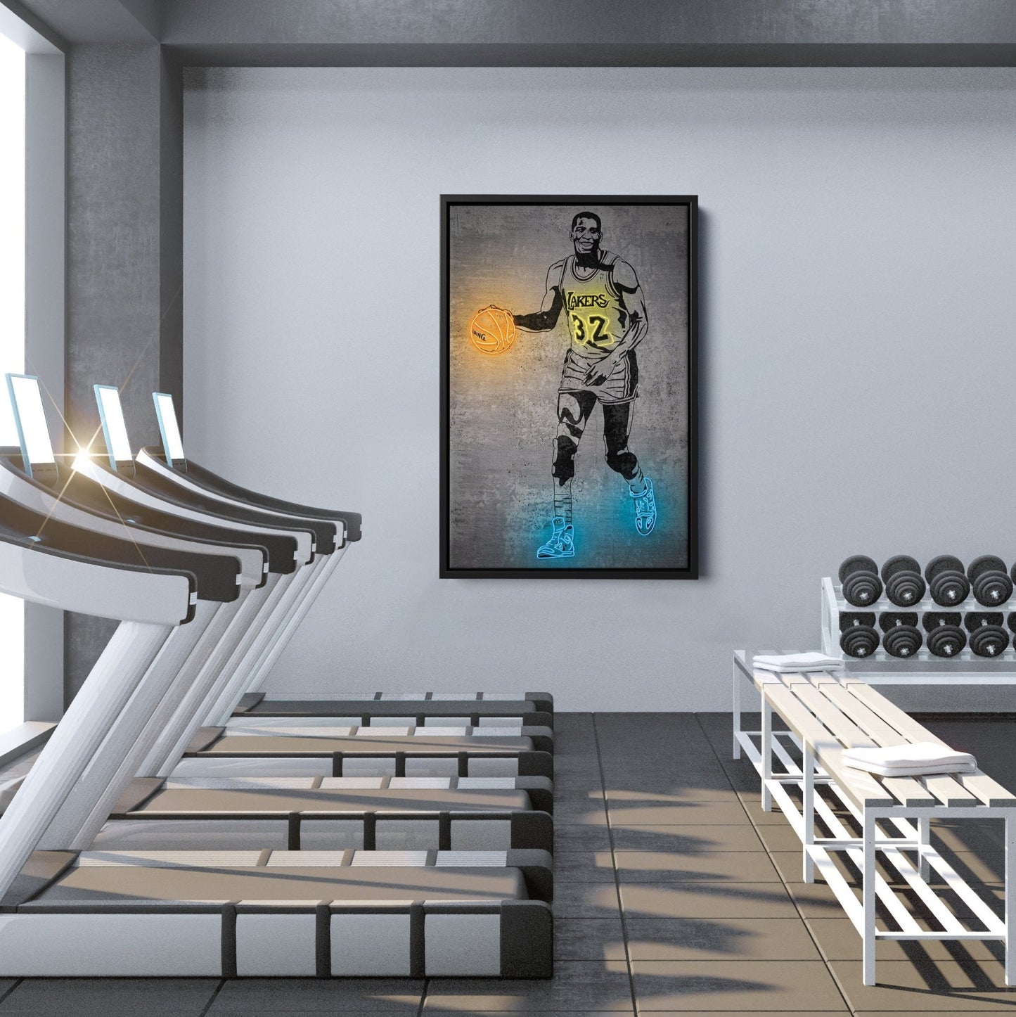 Magic Johnson Neon Canvas Art | Modern Wall Decor for Lakers Fans