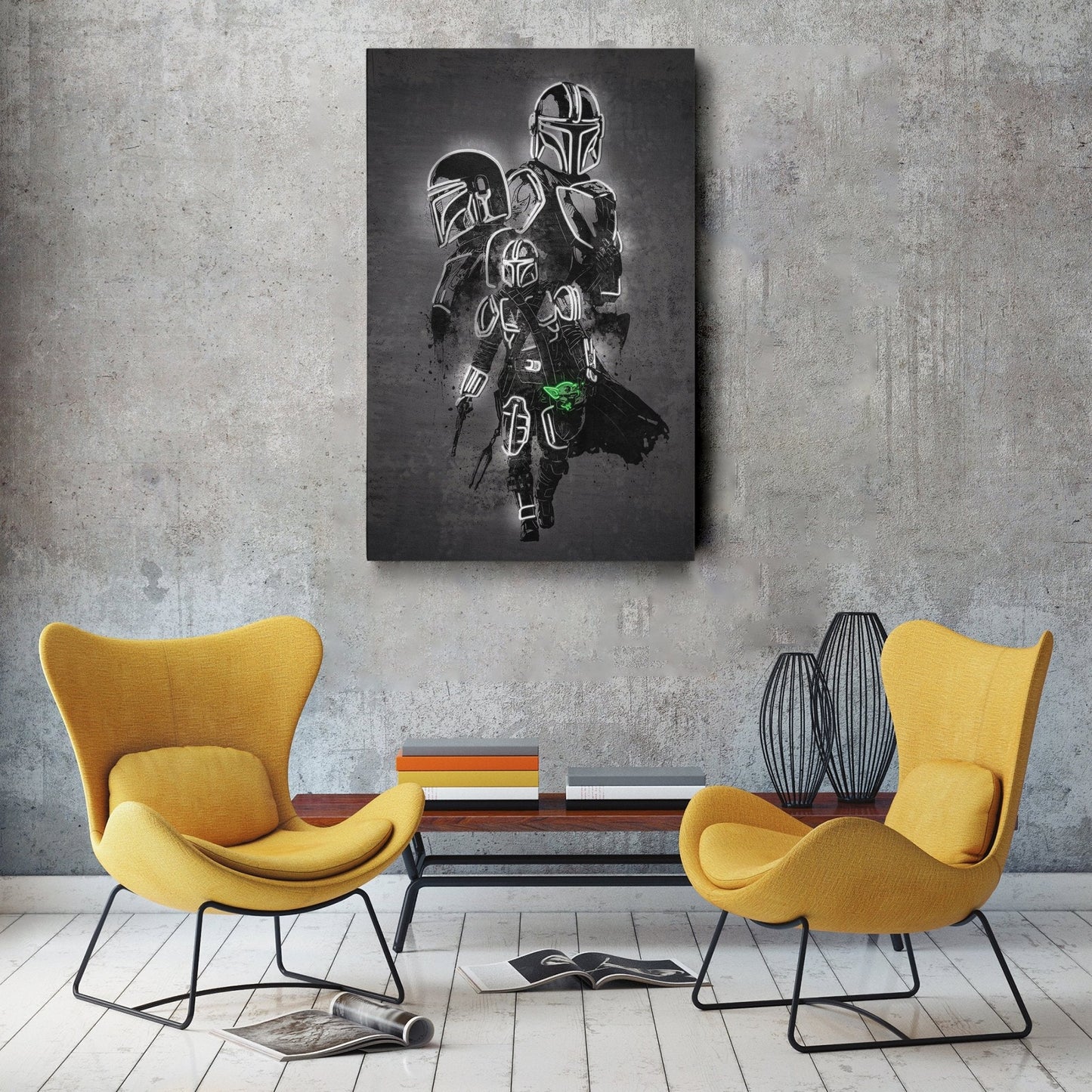 Mandalorian Canvas | Star Wars Neon Wall Art