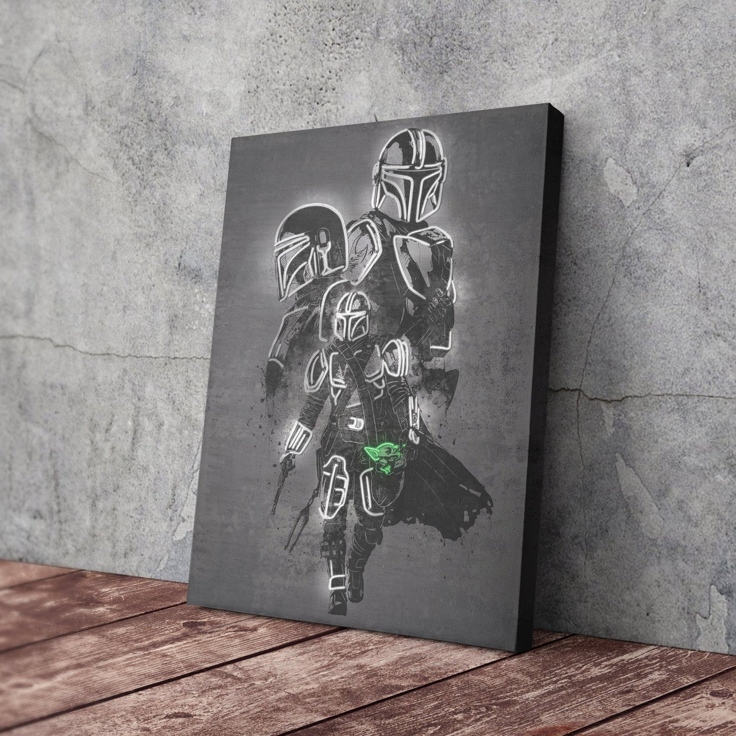 Mandalorian Canvas | Star Wars Neon Wall Art