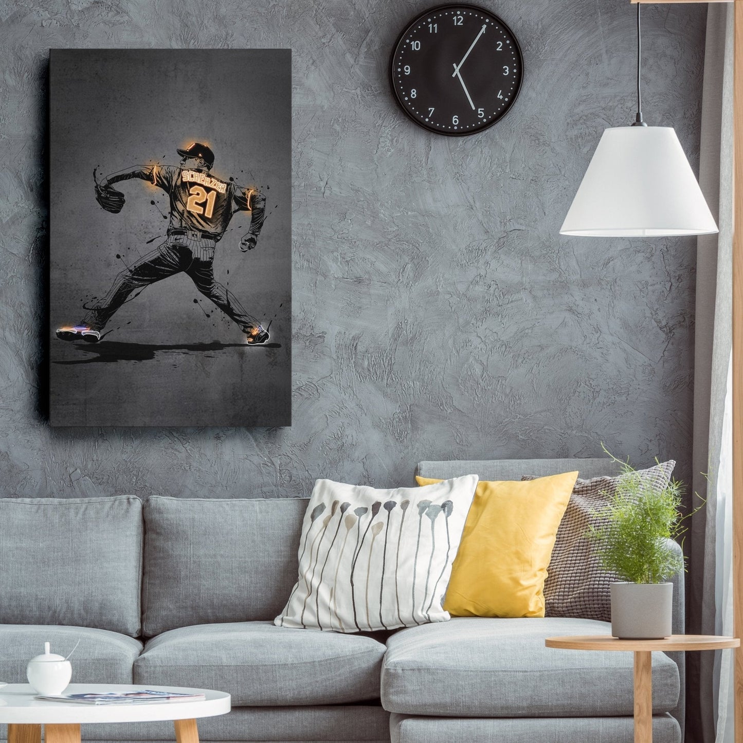 Max Scherzer Neon Canvas Art | Modern Wall Decor for Mets Fans