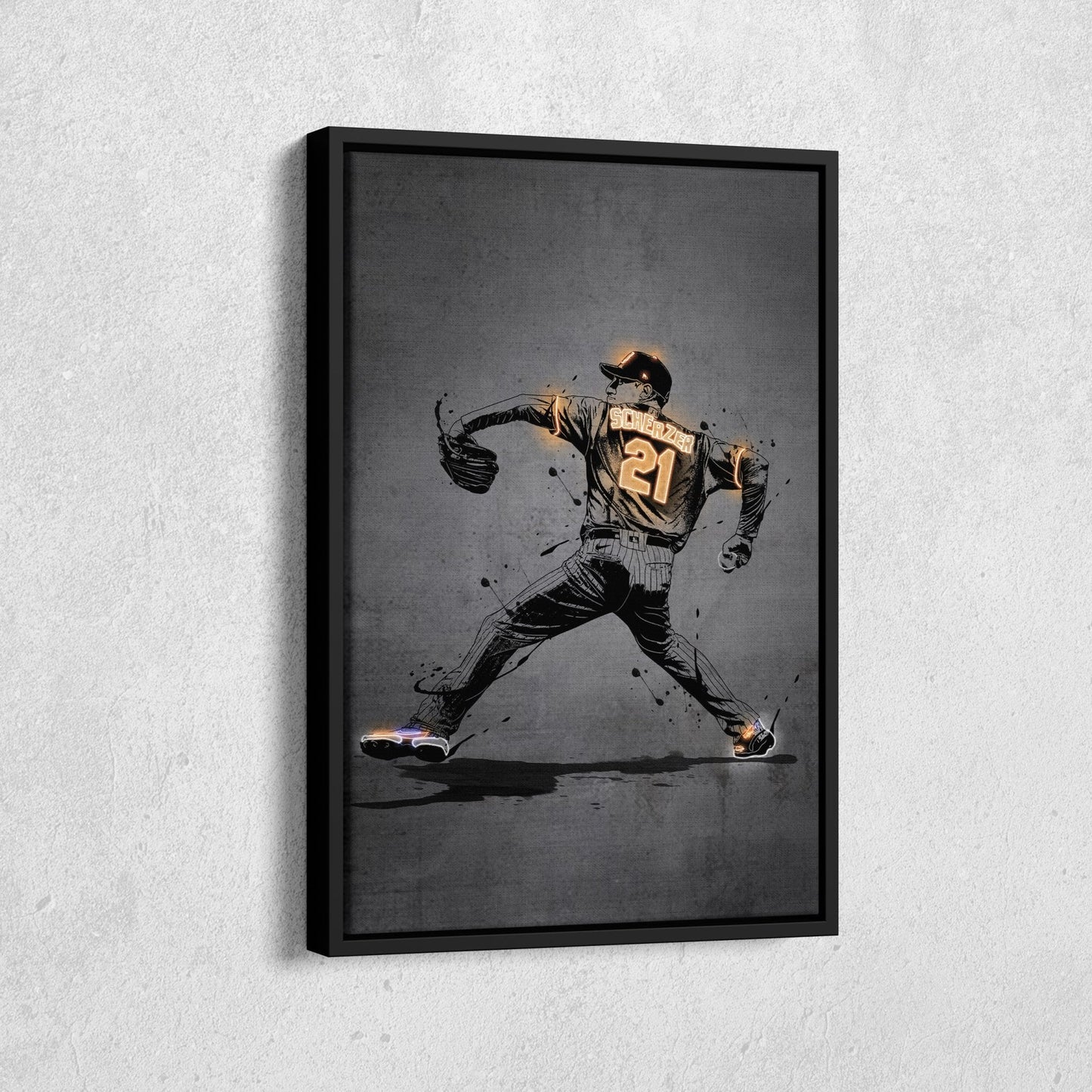 Max Scherzer Neon Canvas Art | Modern Wall Decor for Mets Fans