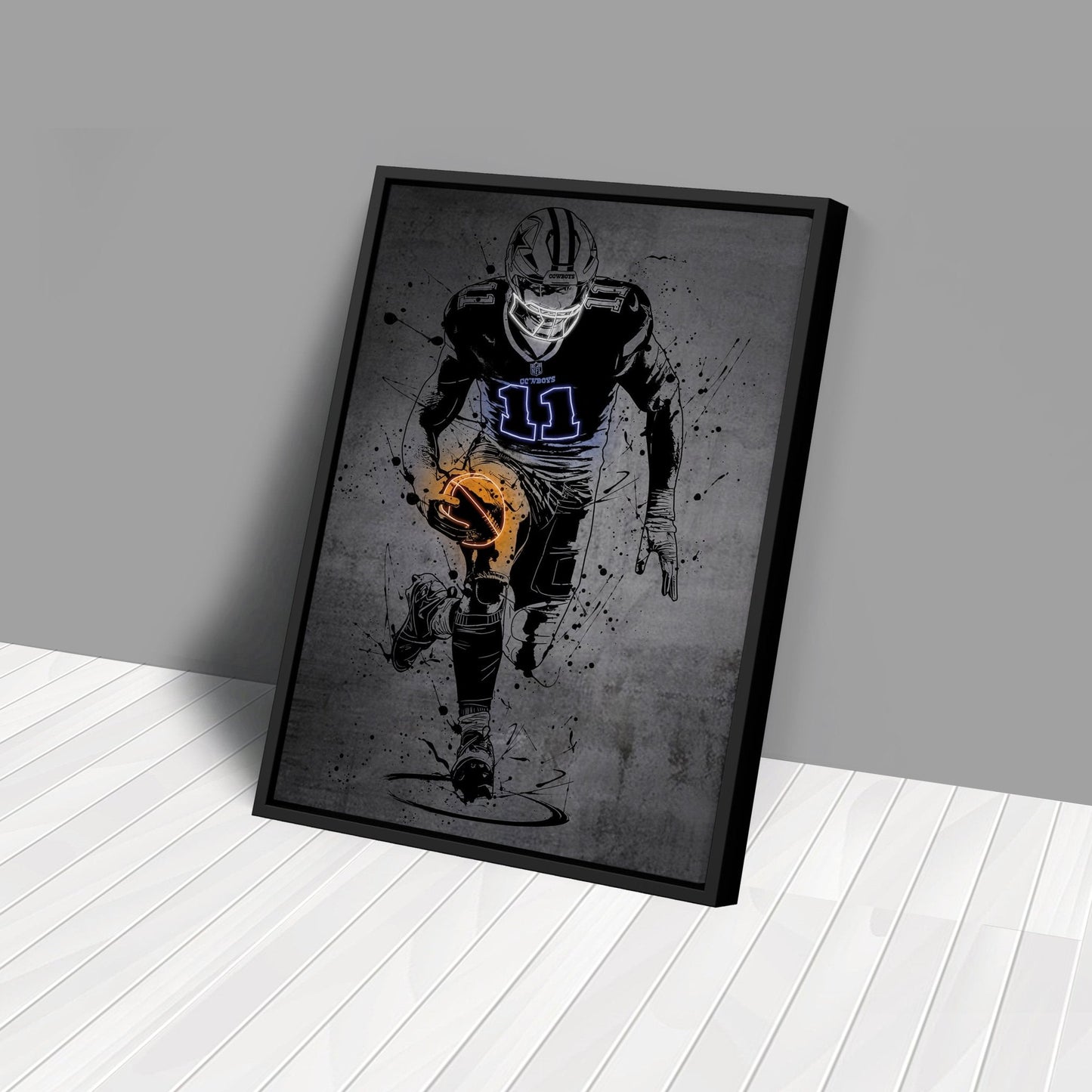 Micah Parsons Neon Canvas Art | Modern Wall Decor for Cowboys Fans