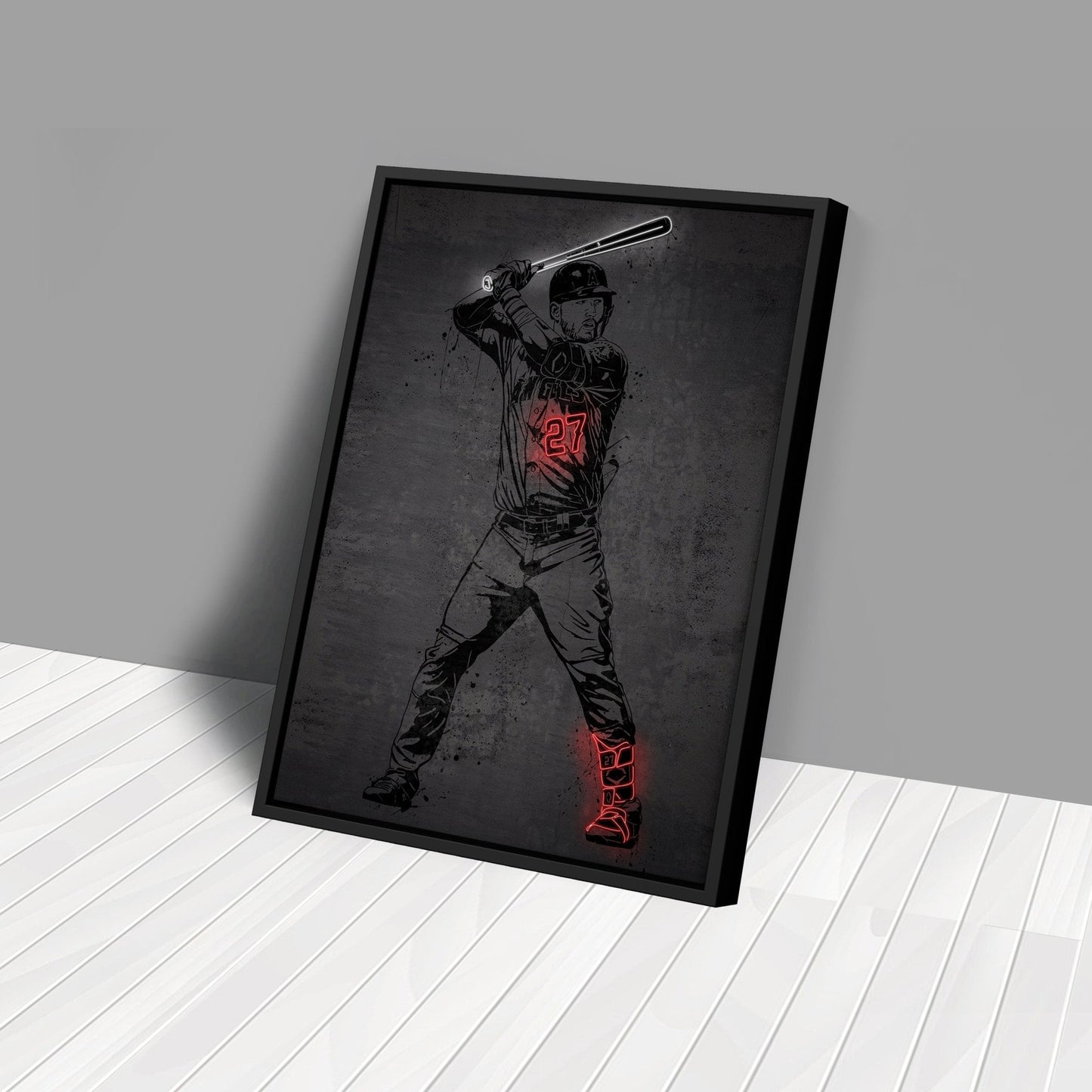 Mike Trout Neon Canvas Art | Modern Wall Decor for Angels Fans