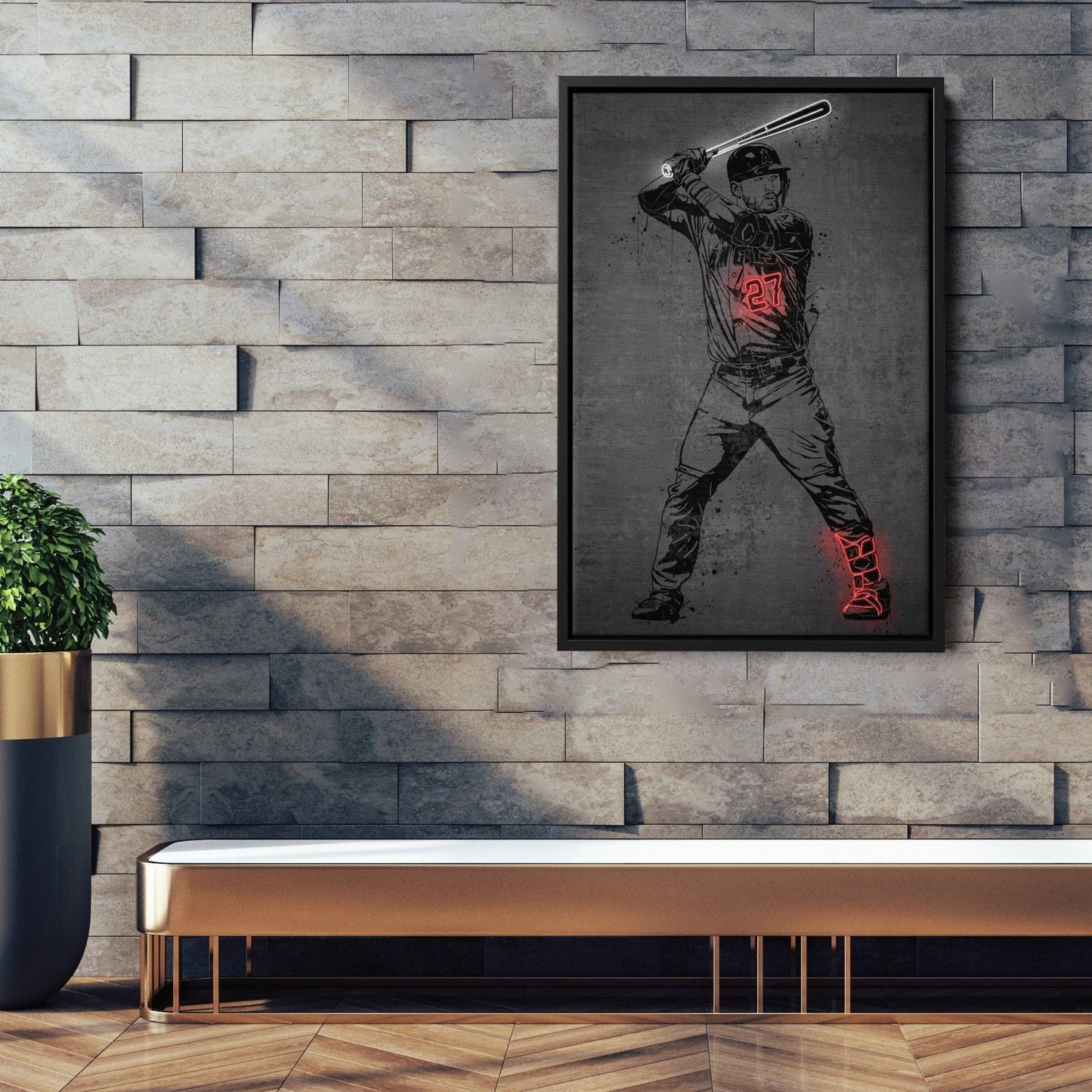 Mike Trout Neon Canvas Art | Modern Wall Decor for Angels Fans