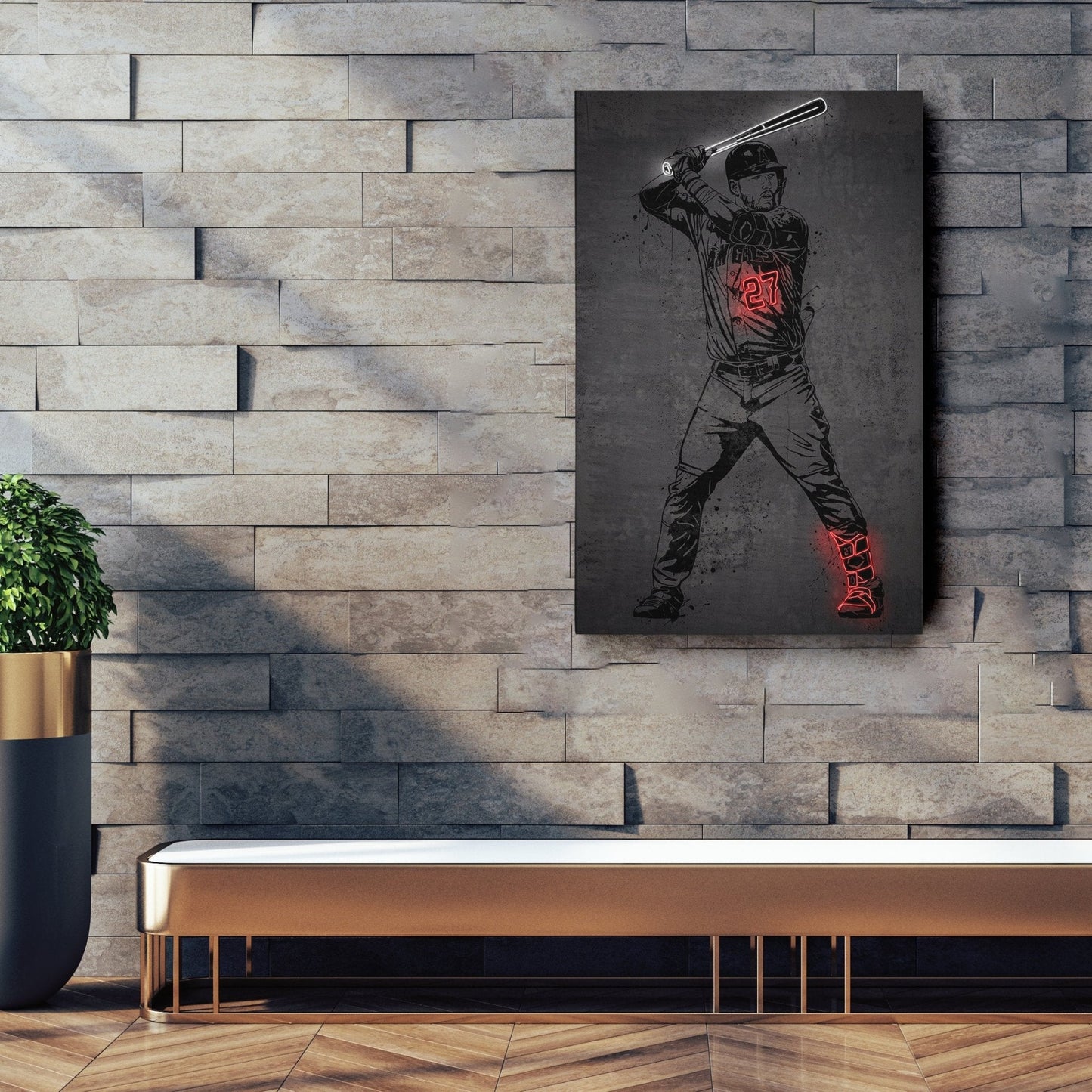 Mike Trout Neon Canvas Art | Modern Wall Decor for Angels Fans