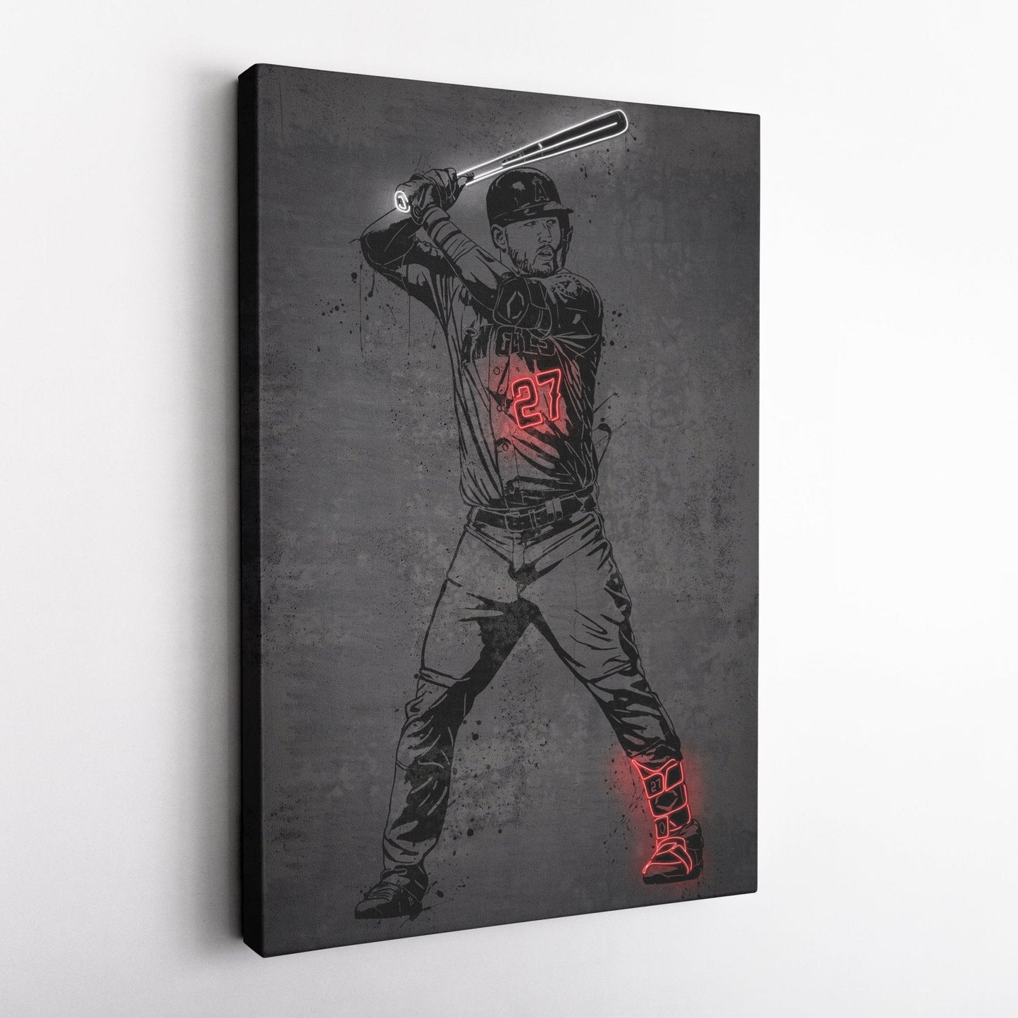 Mike Trout Neon Canvas Art | Modern Wall Decor for Angels Fans