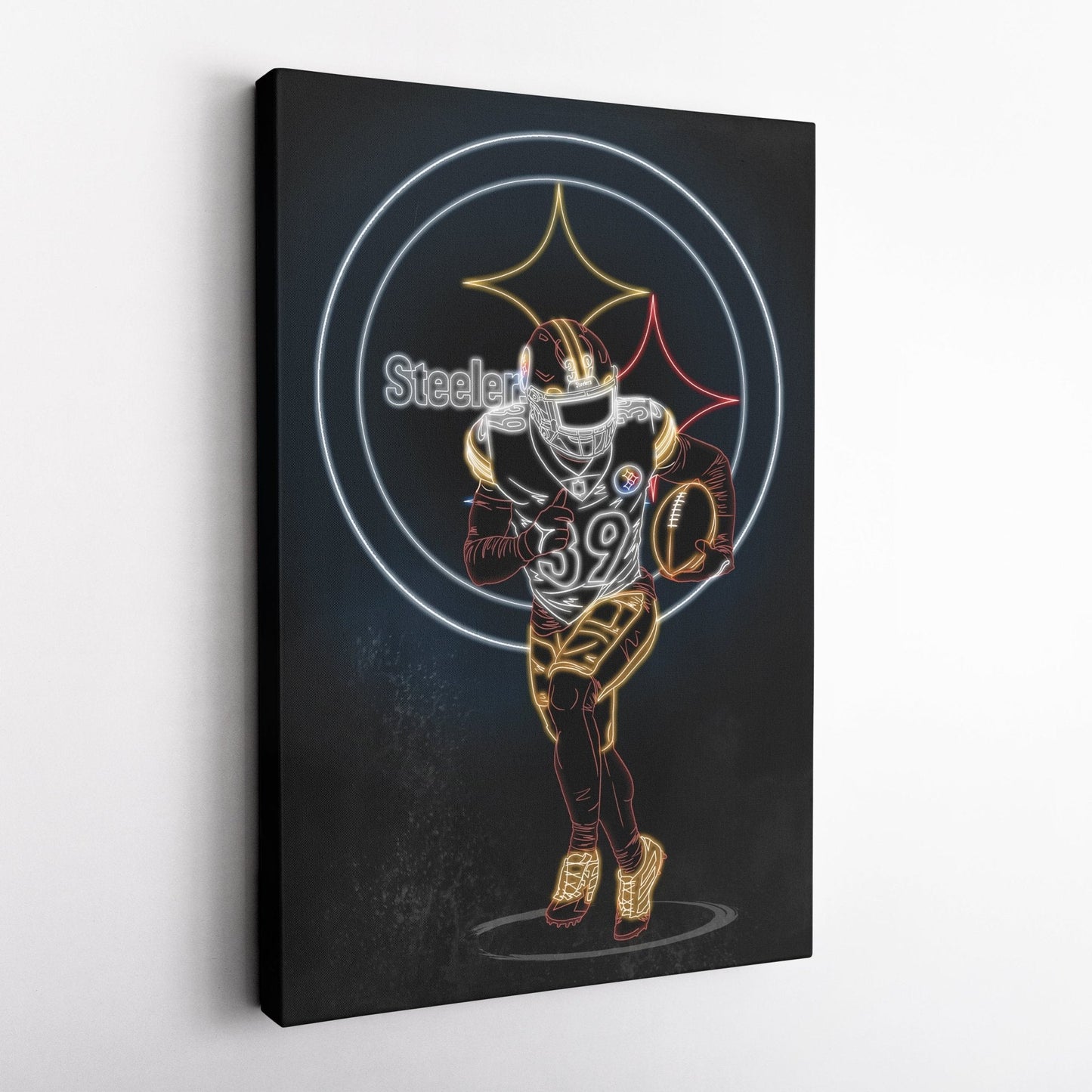 Minkah Fitzpatrick Neon Canvas Art | Steelers Wall Decor