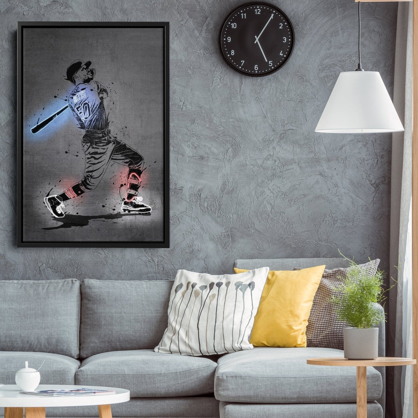 Mookie Betts Neon Canvas Art | Modern Wall Decor for Dodgers Fans