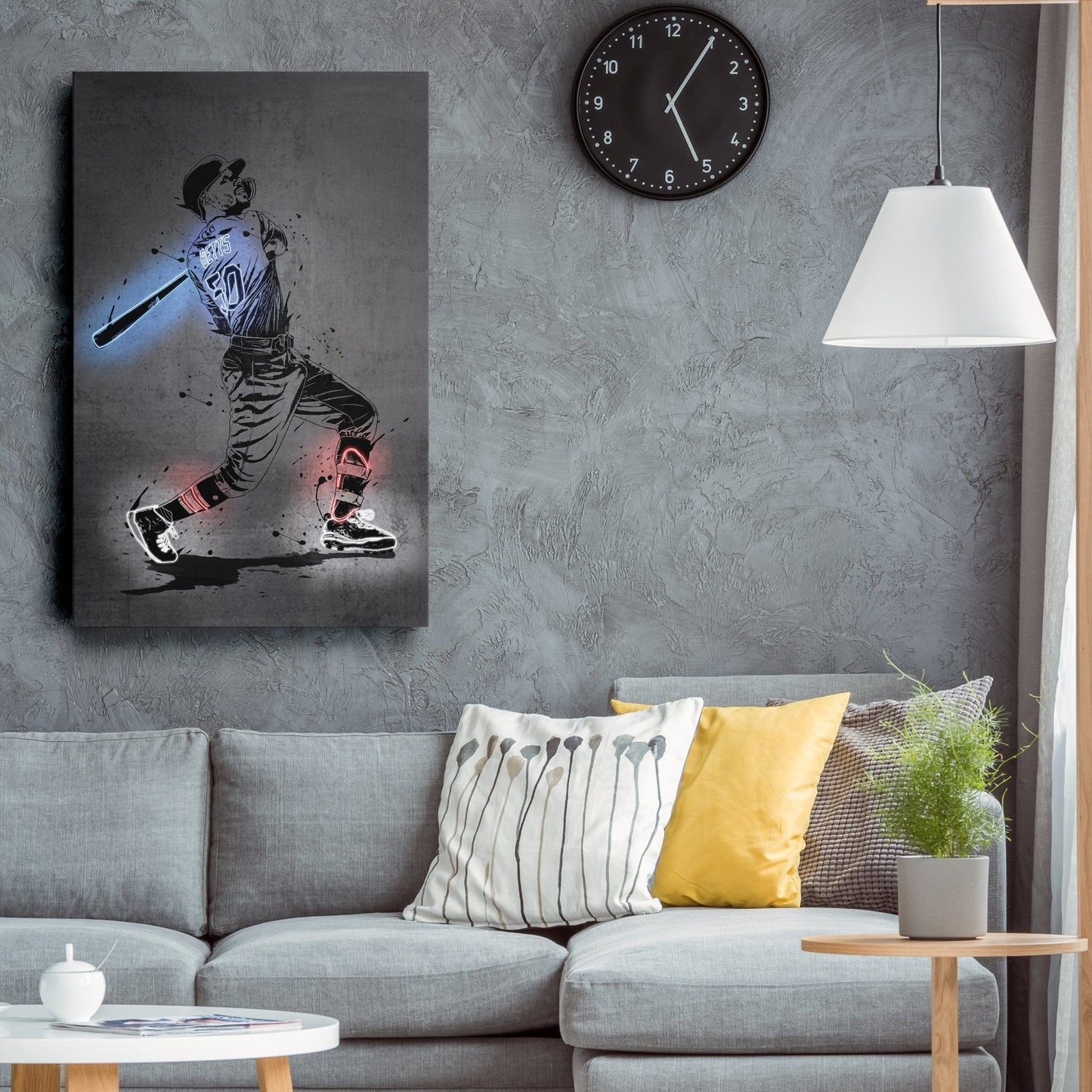 Mookie Betts Neon Canvas Art | Modern Wall Decor for Dodgers Fans