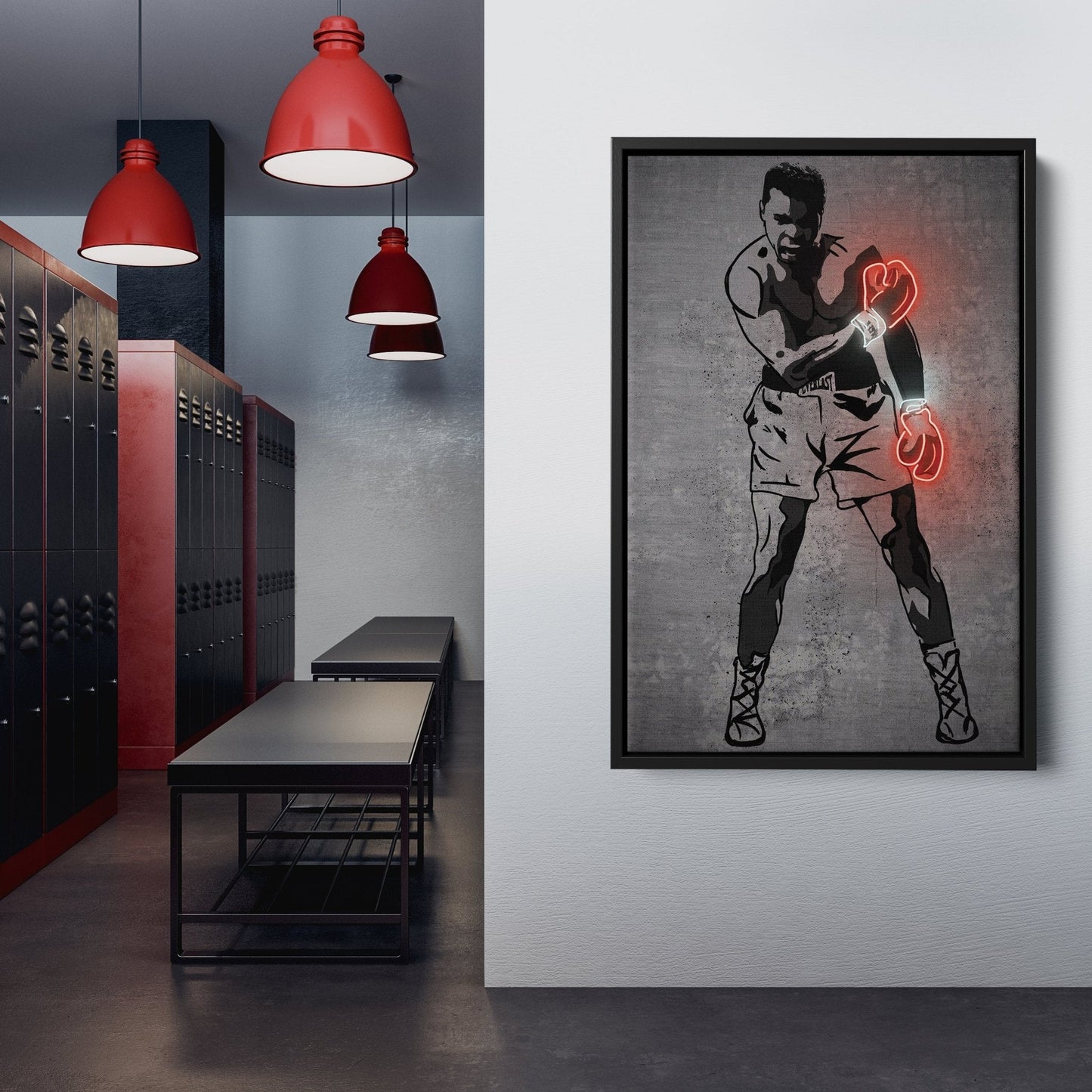 Muhammad Ali Neon Canvas Art | Modern Wall Decor for Boxing Fans