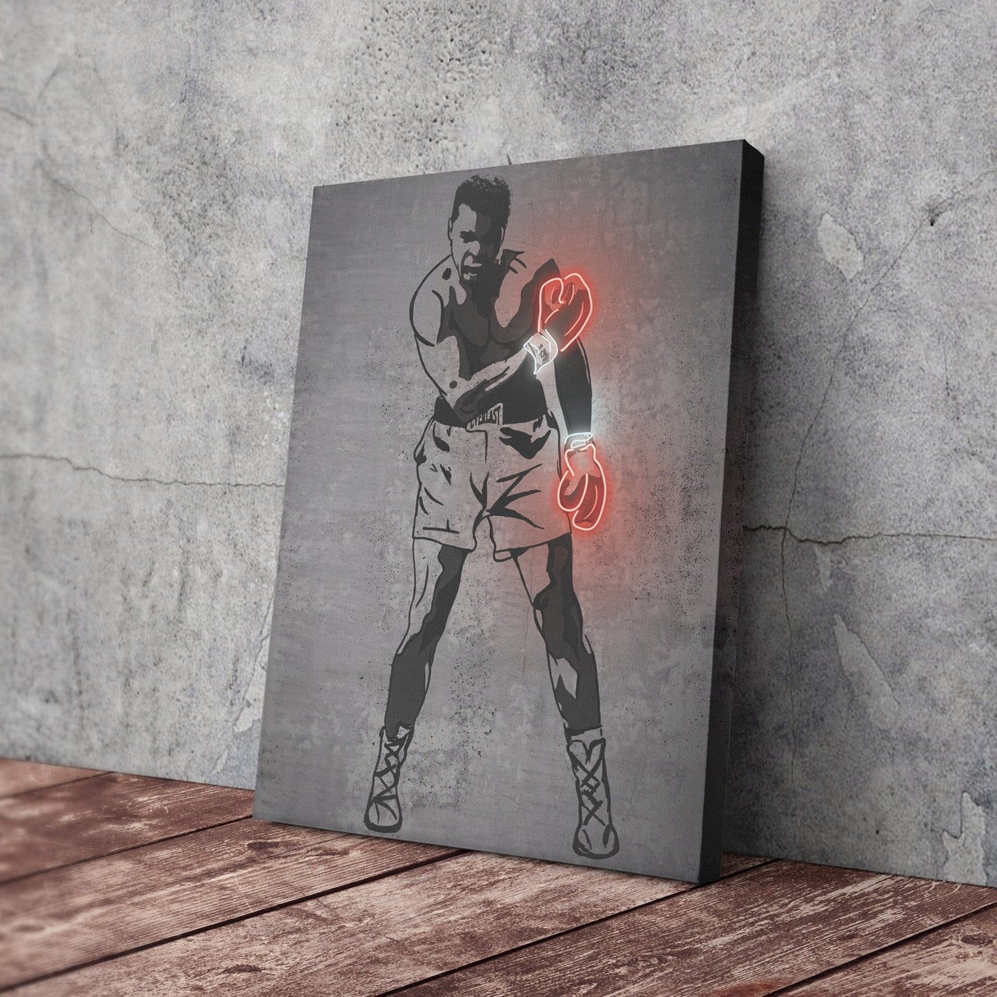 Muhammad Ali Neon Canvas Art | Modern Wall Decor for Boxing Fans