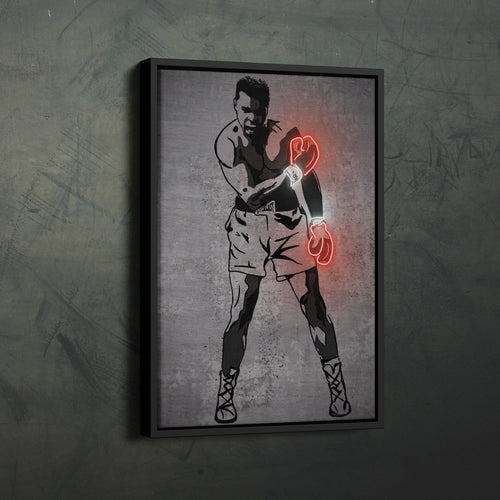 Muhammad Ali Neon Canvas Art | Modern Wall Decor for Boxing Fans