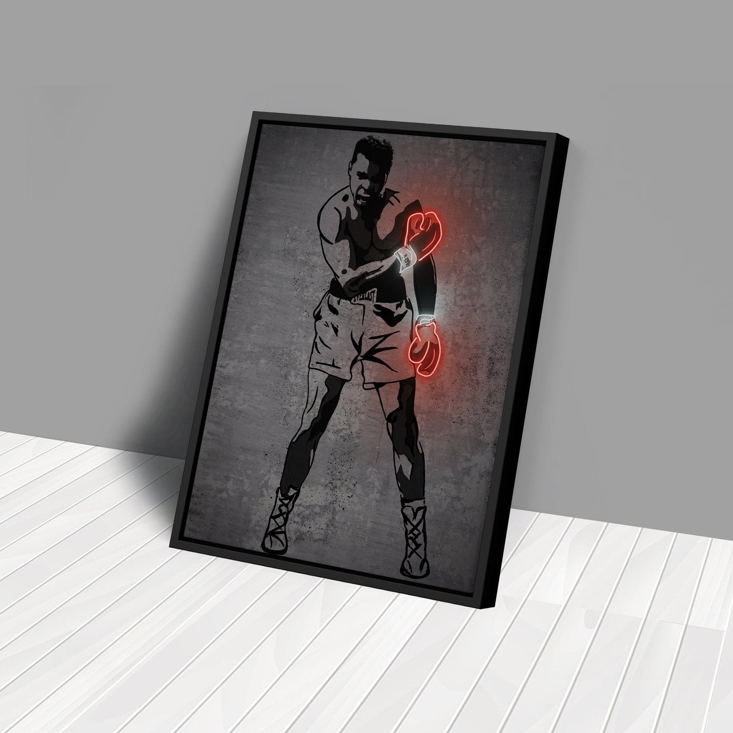 Muhammad Ali Neon Canvas Art | Modern Wall Decor for Boxing Fans
