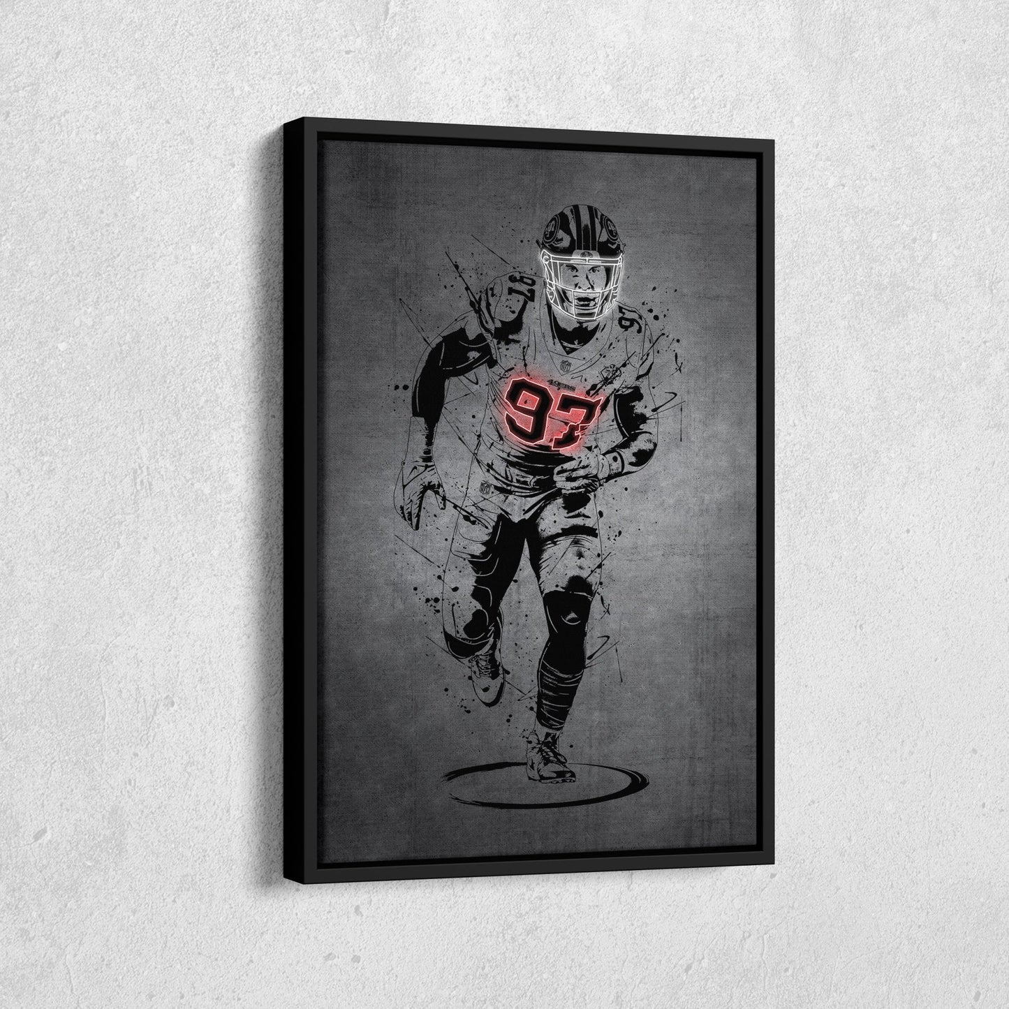 Nick Bosa Neon Canvas Art | Modern Wall Decor for 49ers Fans