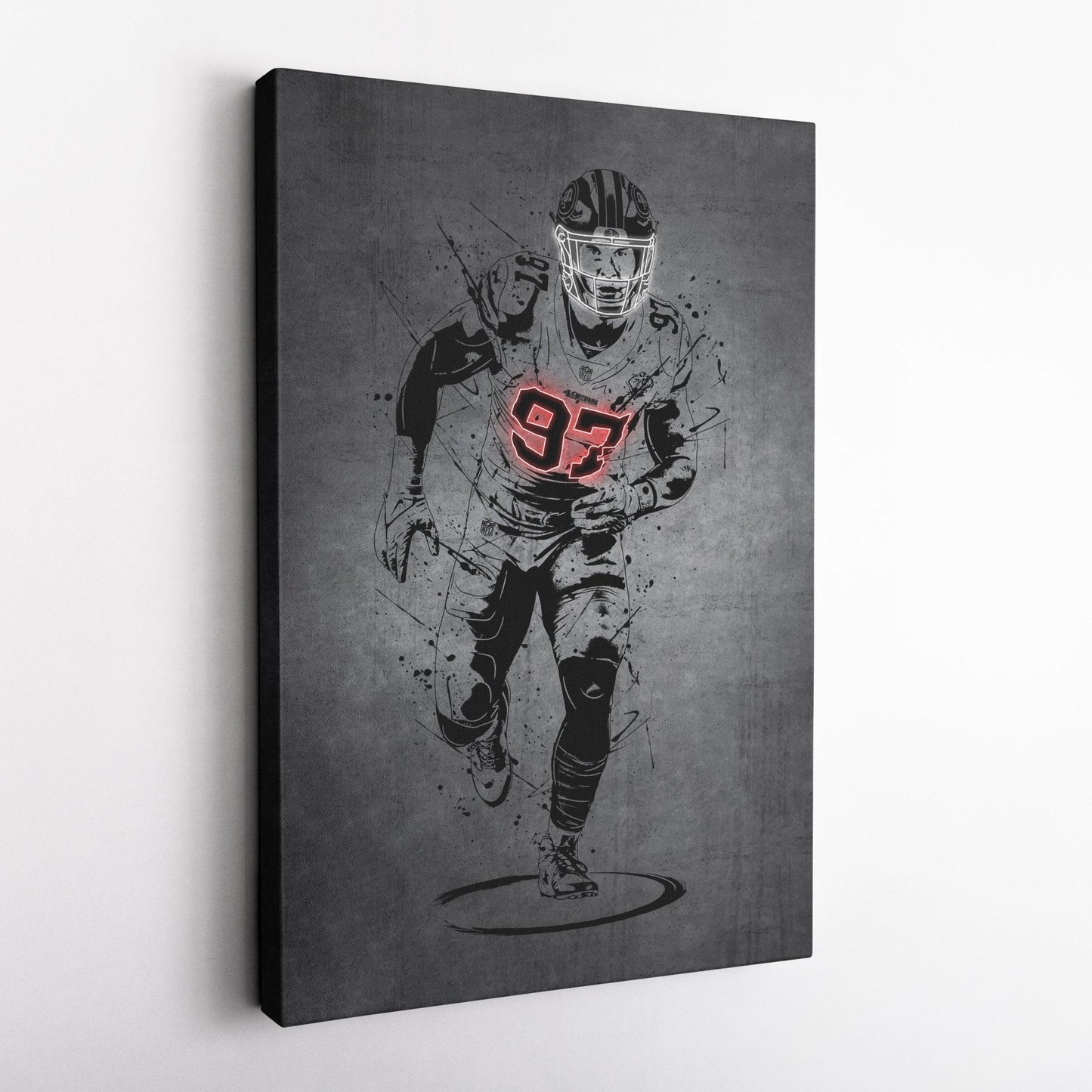 Nick Bosa Neon Canvas Art | Modern Wall Decor for 49ers Fans