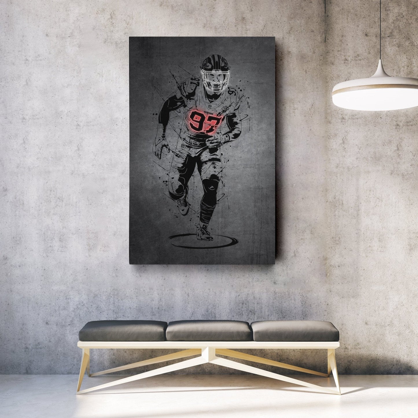 Nick Bosa Neon Canvas Art | Modern Wall Decor for 49ers Fans