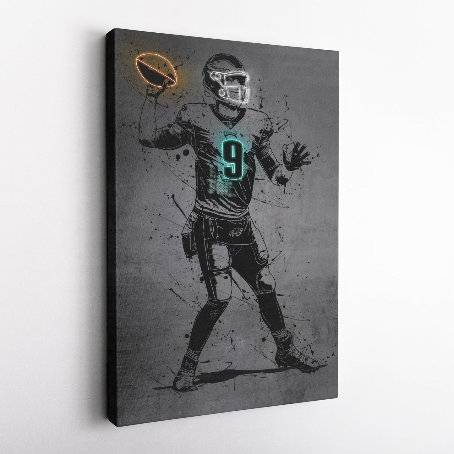 Nick Foles Neon Canvas Art | Modern Wall Decor for Eagles Fans