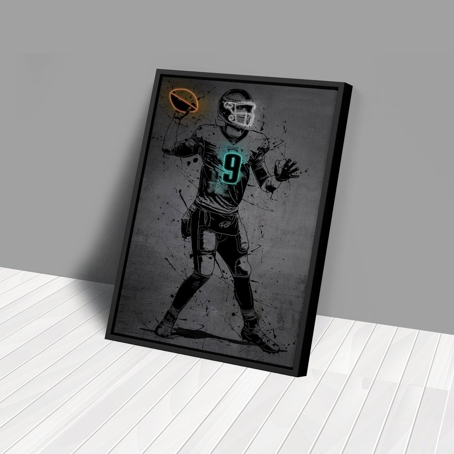 Nick Foles Neon Canvas Art | Modern Wall Decor for Eagles Fans
