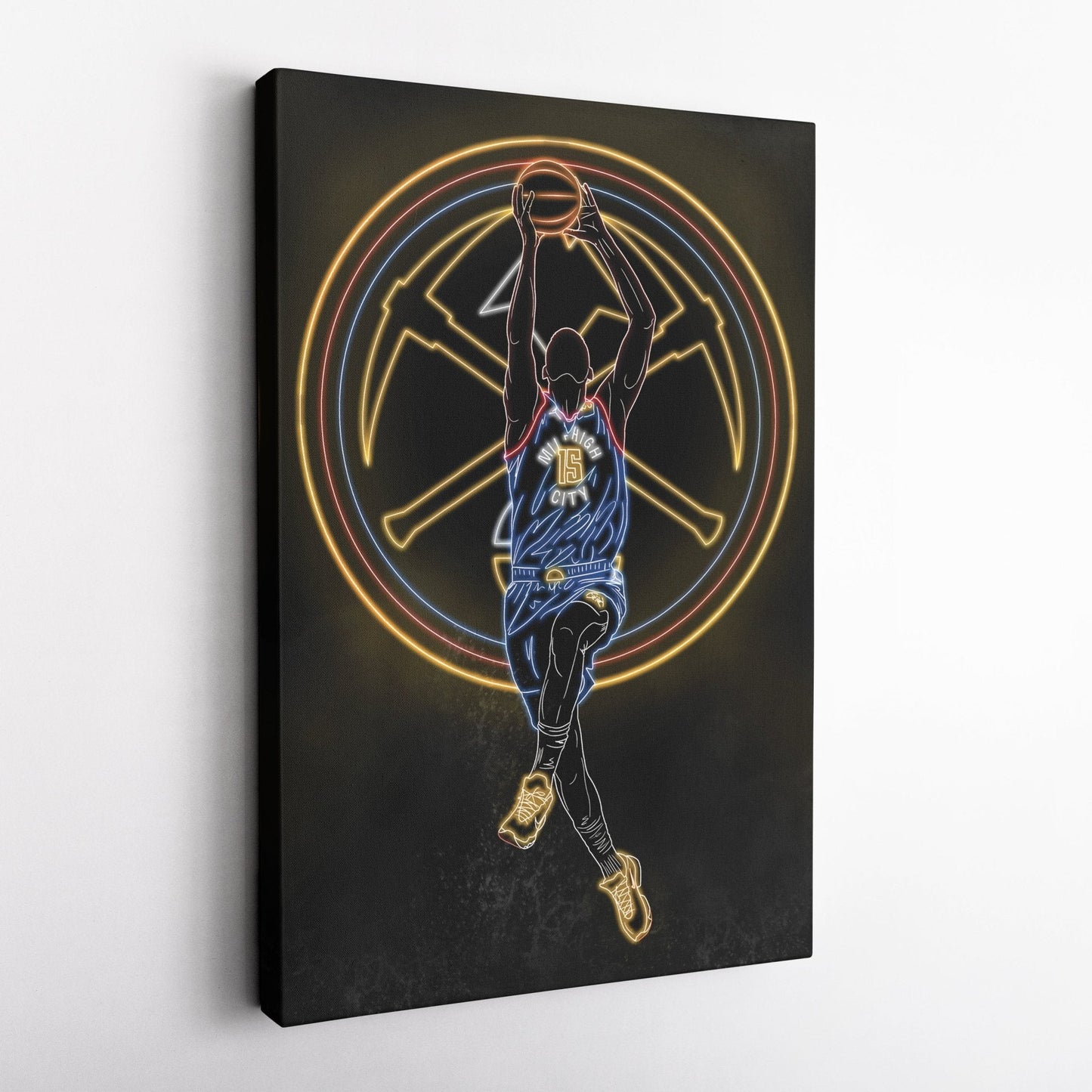 Nikola Jokić Neon Canvas Art | Nuggets Wall Decor