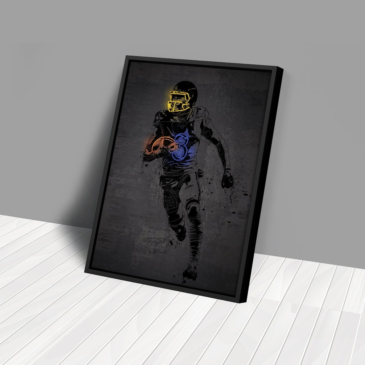 Odell Beckham Jr Neon Canvas Art | Modern Wall Decor for Rams Fans