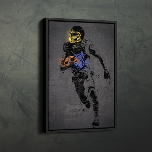 Odell Beckham Jr Neon Canvas Art | Modern Wall Decor for Rams Fans