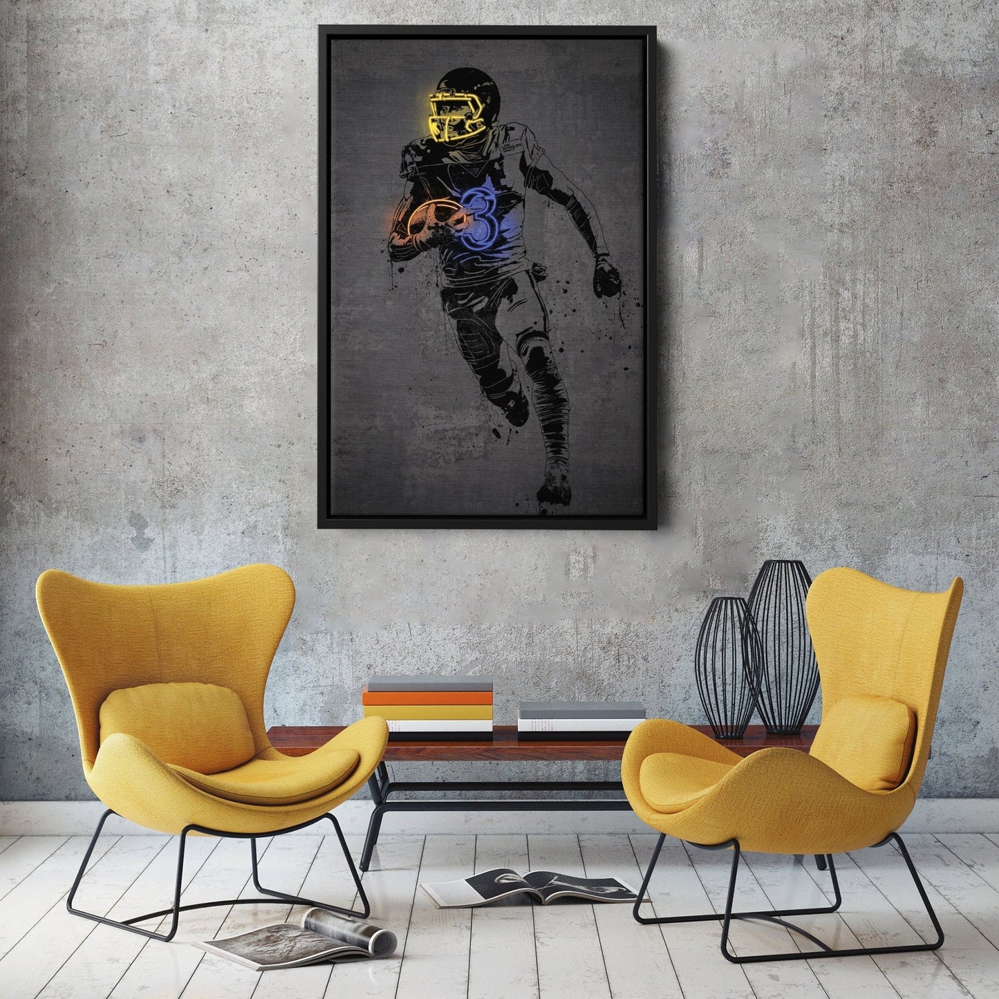 Odell Beckham Jr Neon Canvas Art | Modern Wall Decor for Rams Fans