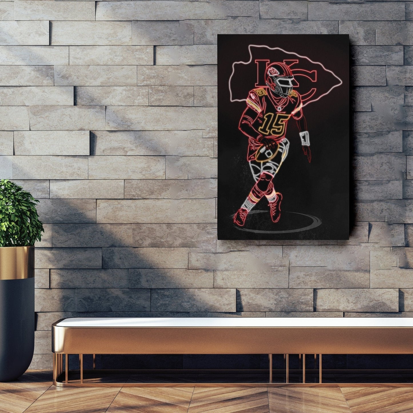 Patrick Mahomes Neon Canvas Art | Chiefs Wall Decor