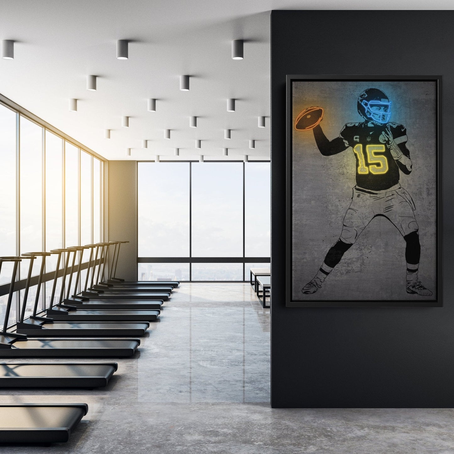 Patrick Mahomes Neon Canvas Art | Modern Wall Decor for Chiefs Fans