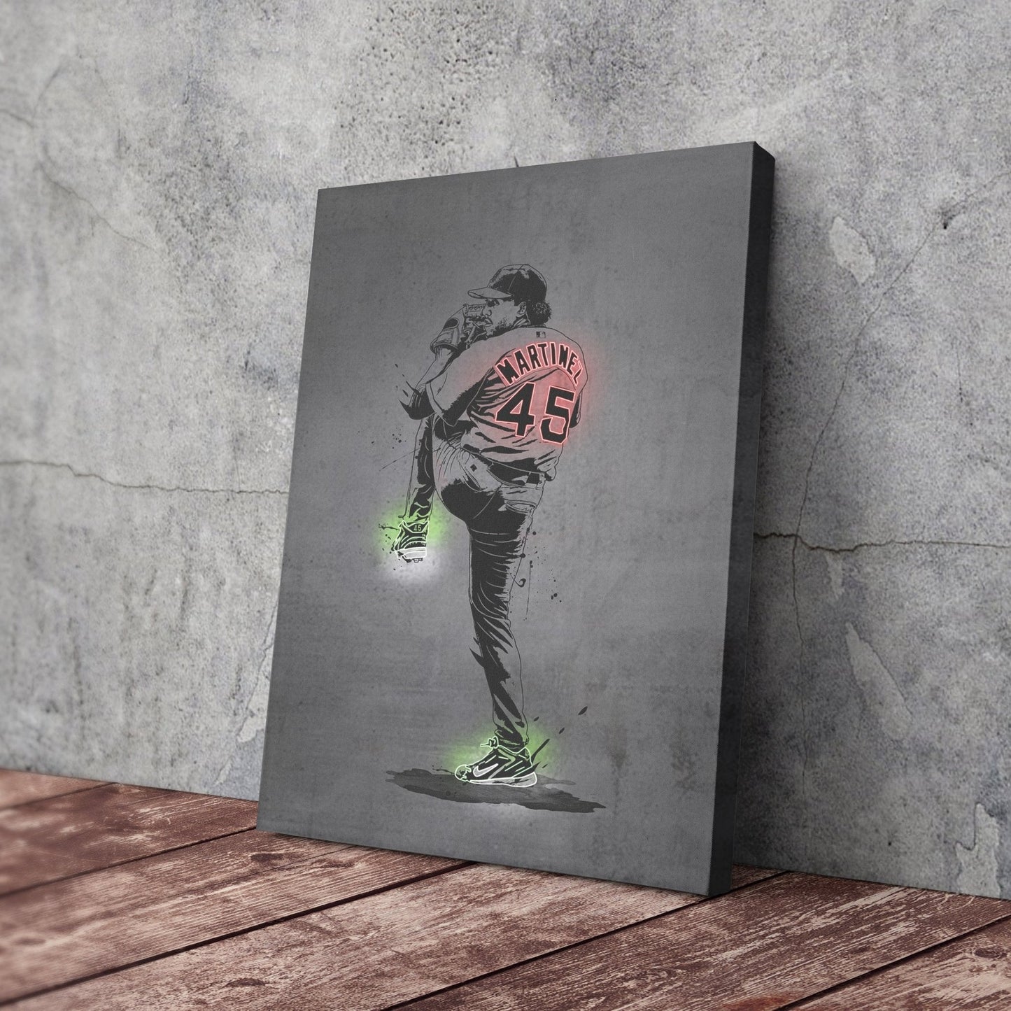 Pedro Martinez Neon Canvas Art | Modern Wall Decor for Red Sox Fans