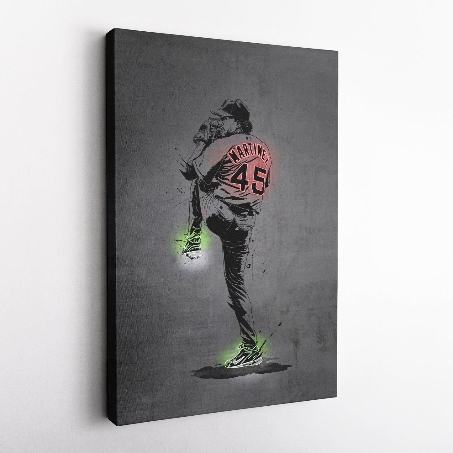Pedro Martinez Neon Canvas Art | Modern Wall Decor for Red Sox Fans
