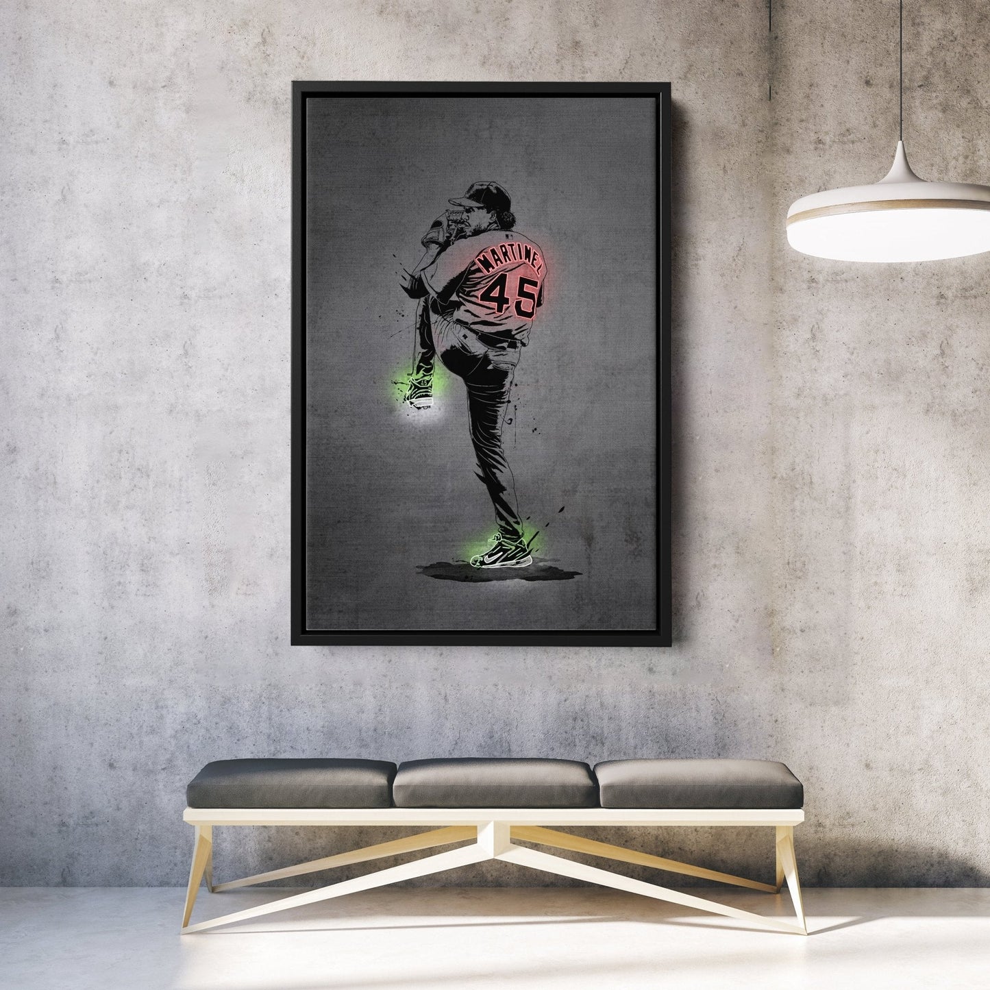 Pedro Martinez Neon Canvas Art | Modern Wall Decor for Red Sox Fans