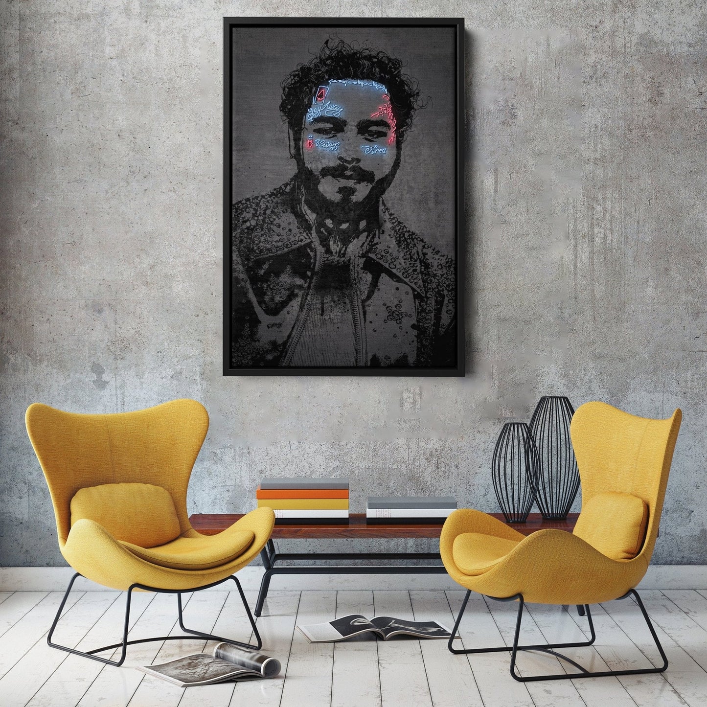 Post Malone Neon Canvas Art | Music Wall Decor