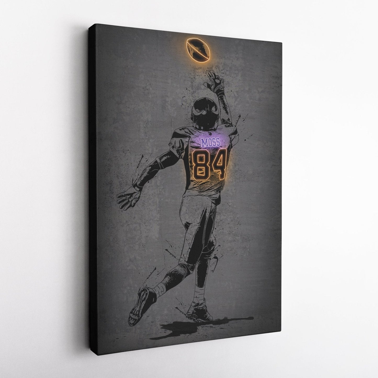 Randy Moss Neon Canvas Art | Modern Wall Decor for Vikings Fans