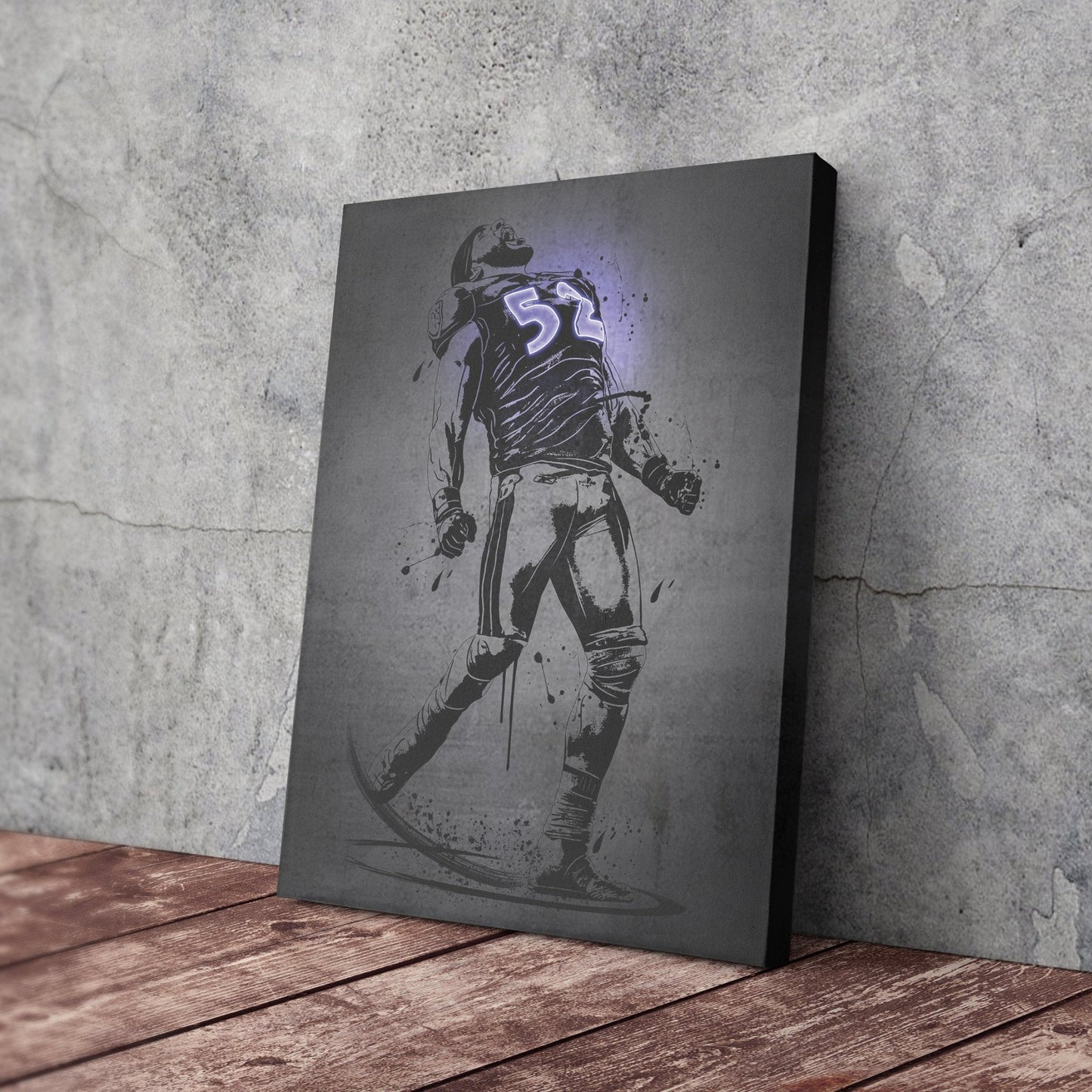 Ray Lewis Neon Canvas Art | Modern Wall Decor for Ravens Fans