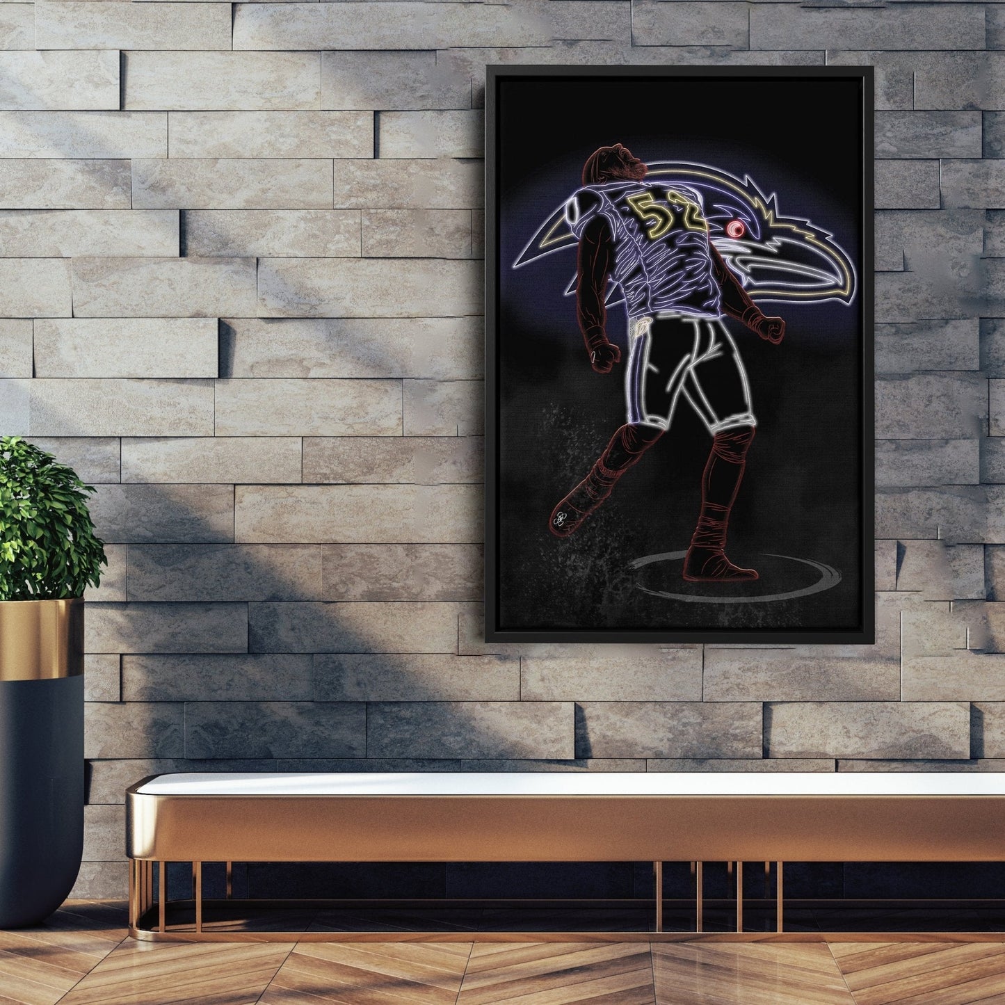 Ray Lewis Neon Canvas Art | Ravens Wall Decor