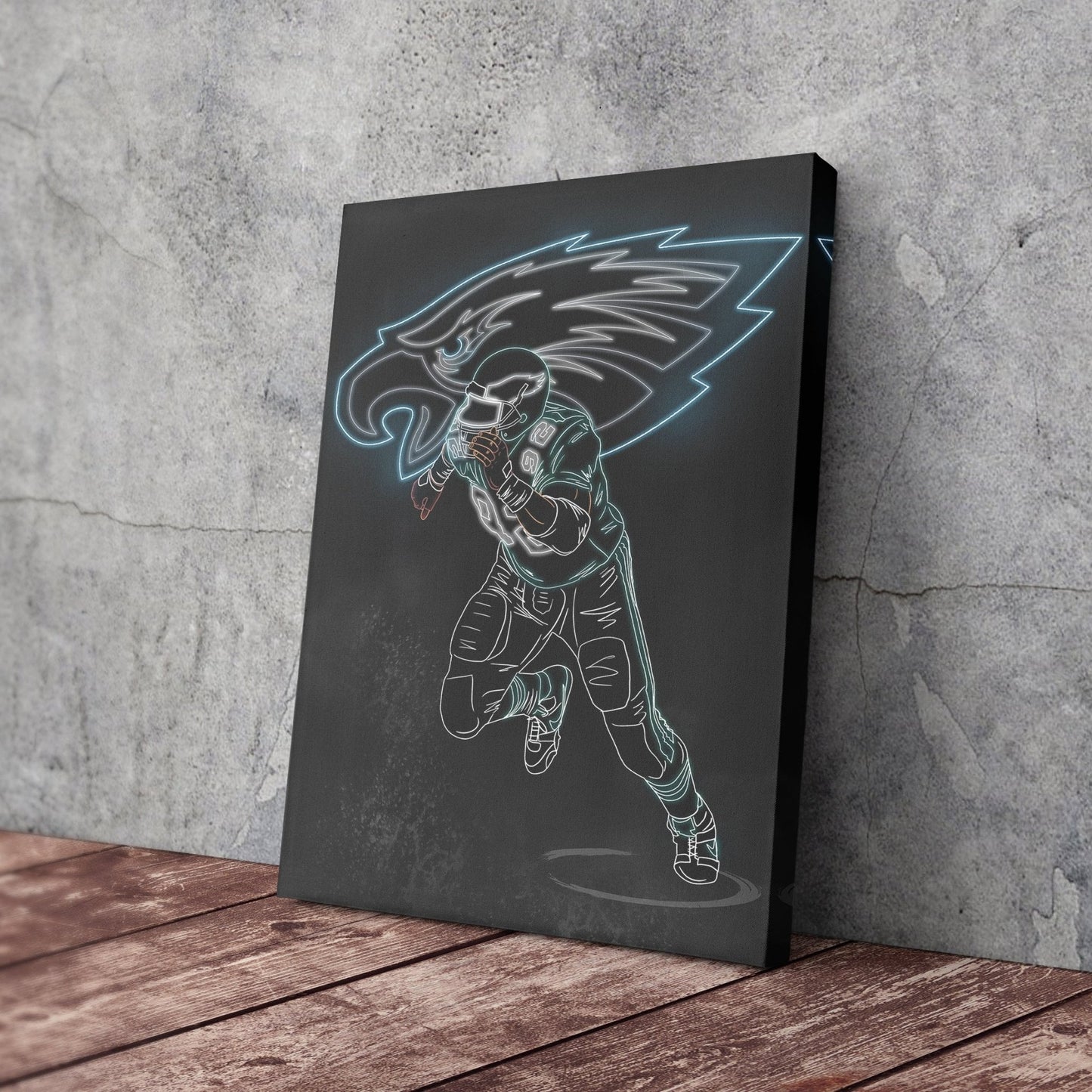 Reggie White Neon Canvas Art | Eagles Wall Decor