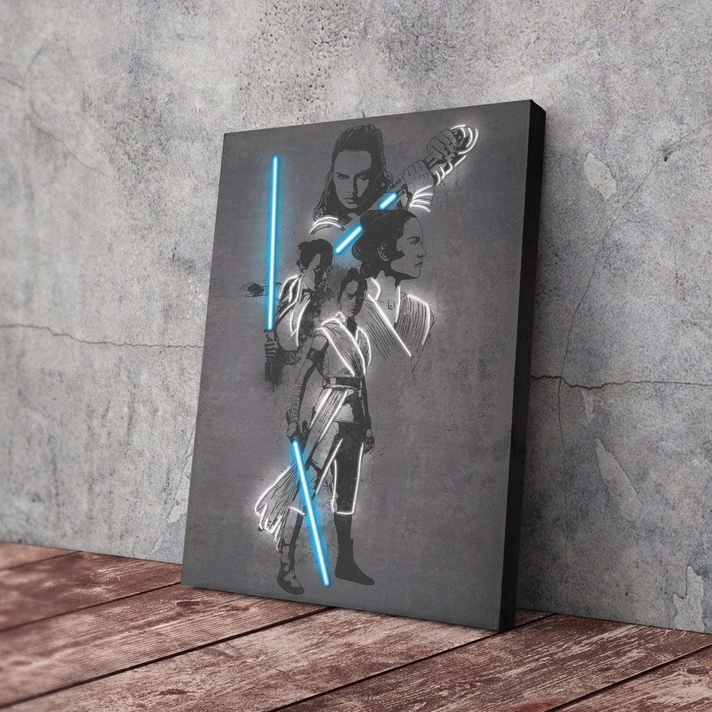Rey Skywalker Canvas | Star Wars Neon Wall Art
