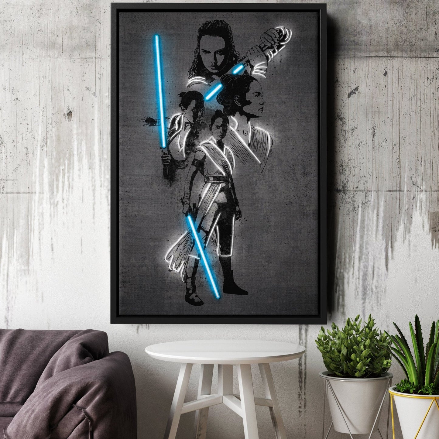 Rey Skywalker Canvas | Star Wars Neon Wall Art