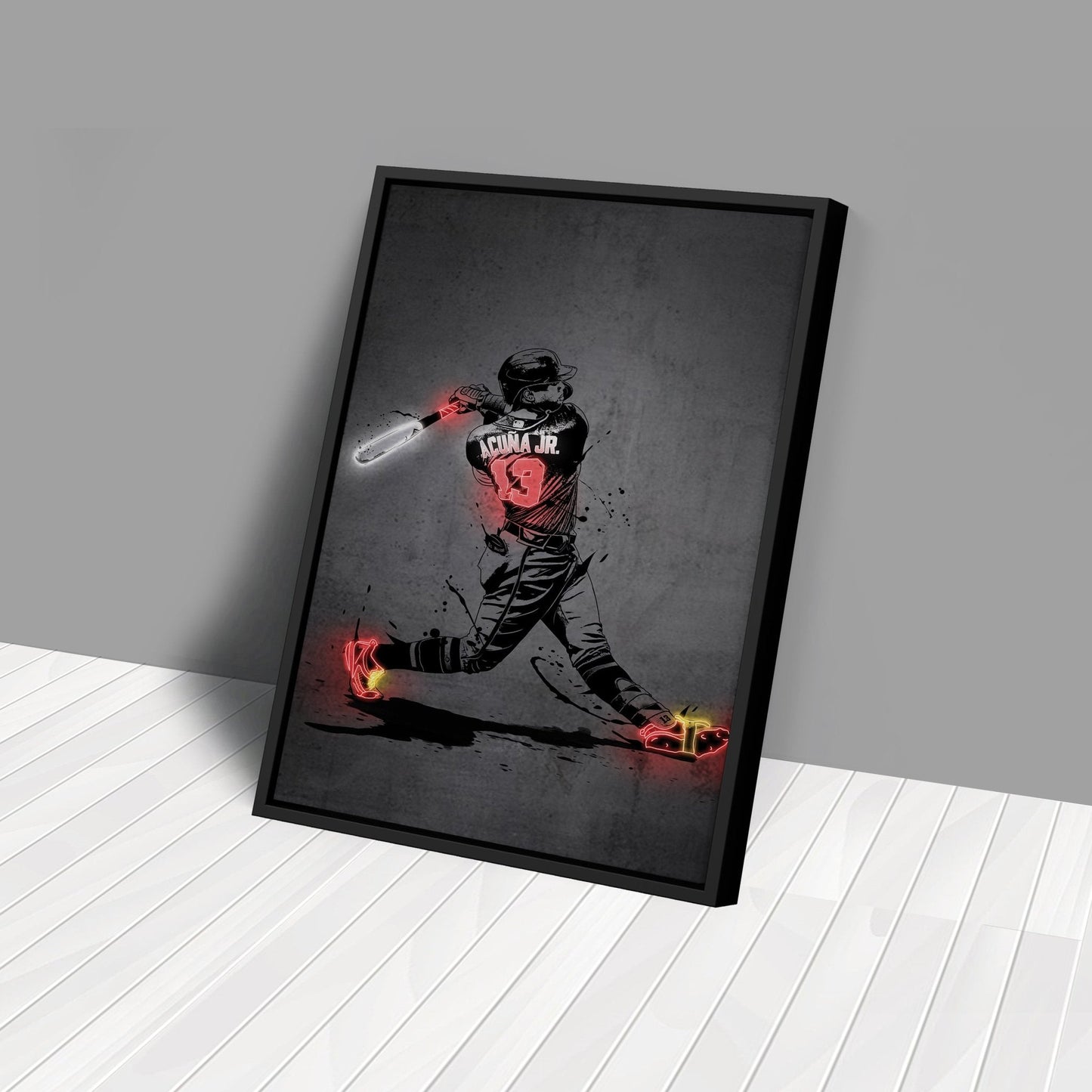 Ronald Acuña Jr Neon Canvas Art | Modern Wall Decor for Braves Fans