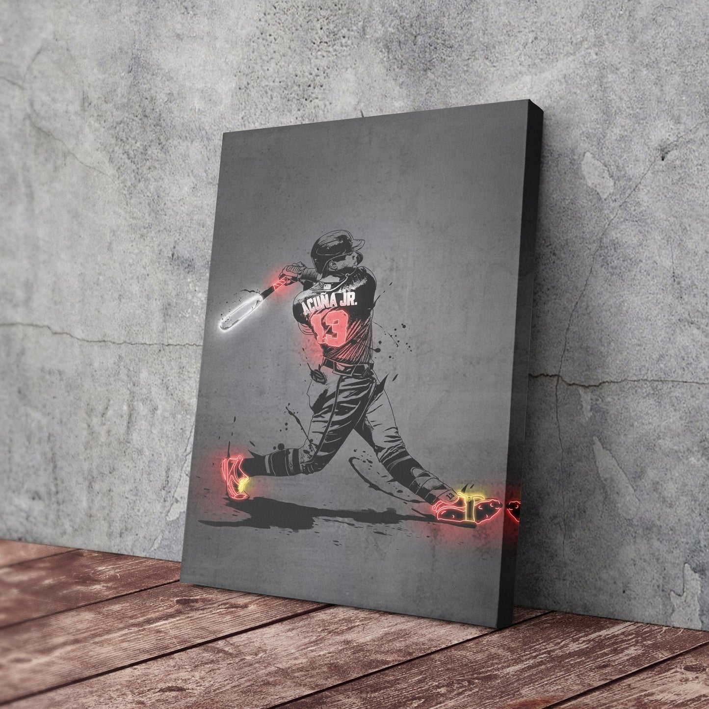 Ronald Acuña Jr Neon Canvas Art | Modern Wall Decor for Braves Fans