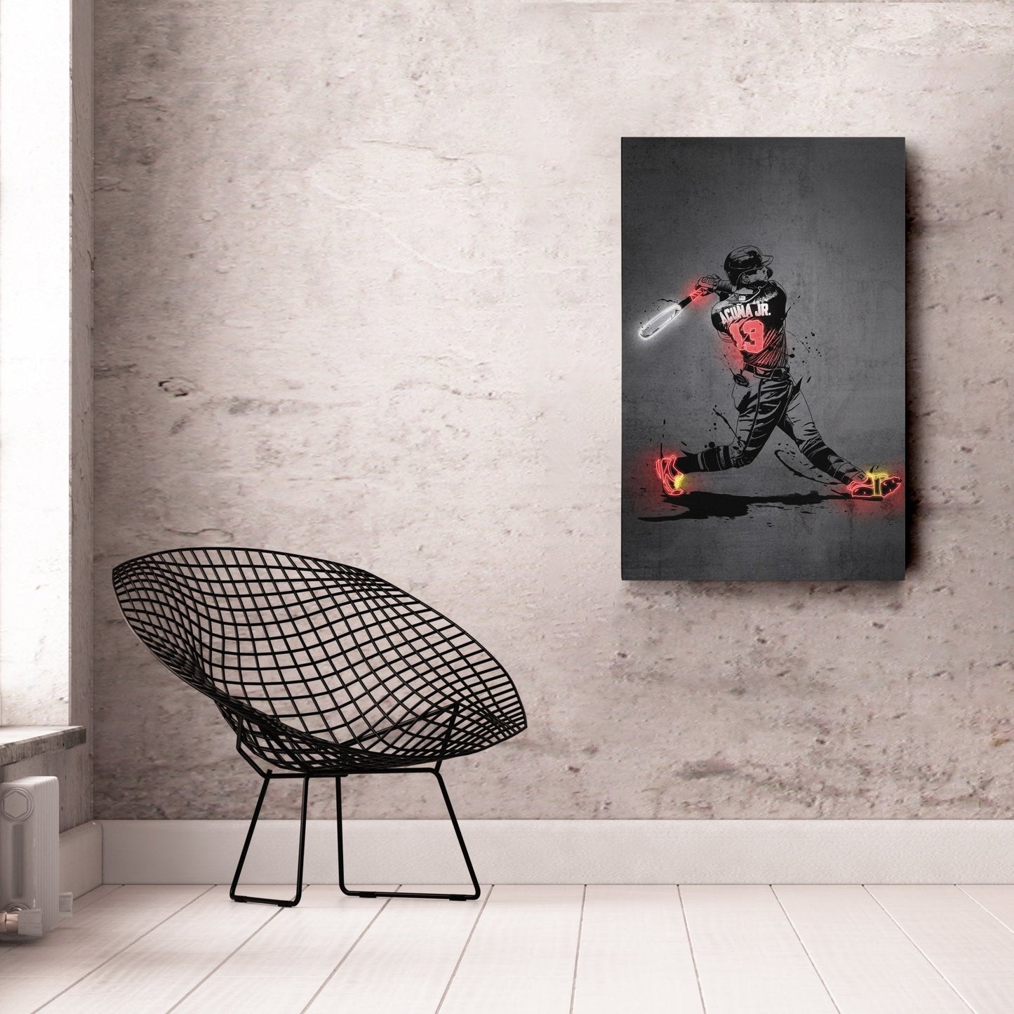 Ronald Acuña Jr Neon Canvas Art | Modern Wall Decor for Braves Fans