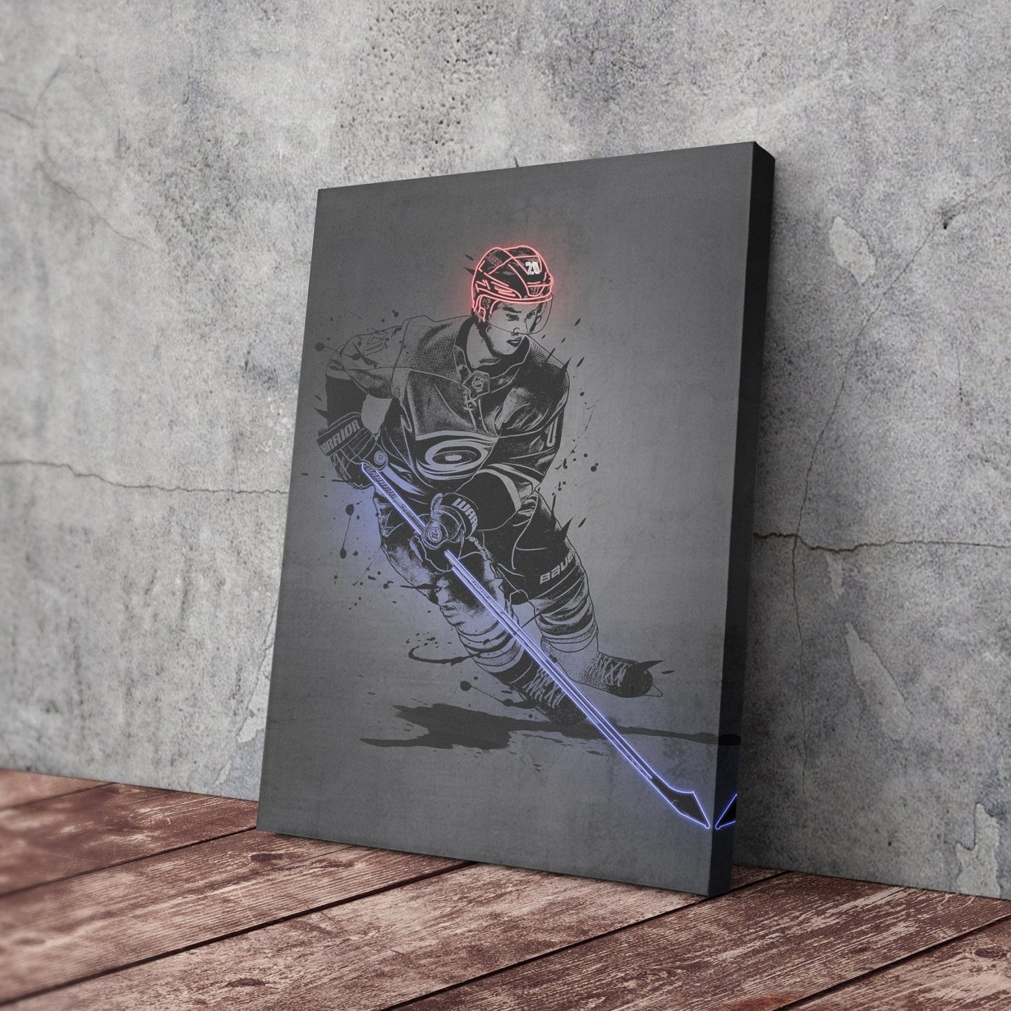 Sebastian Aho Neon Canvas Art | Modern Wall Decor for Hurricanes Fans
