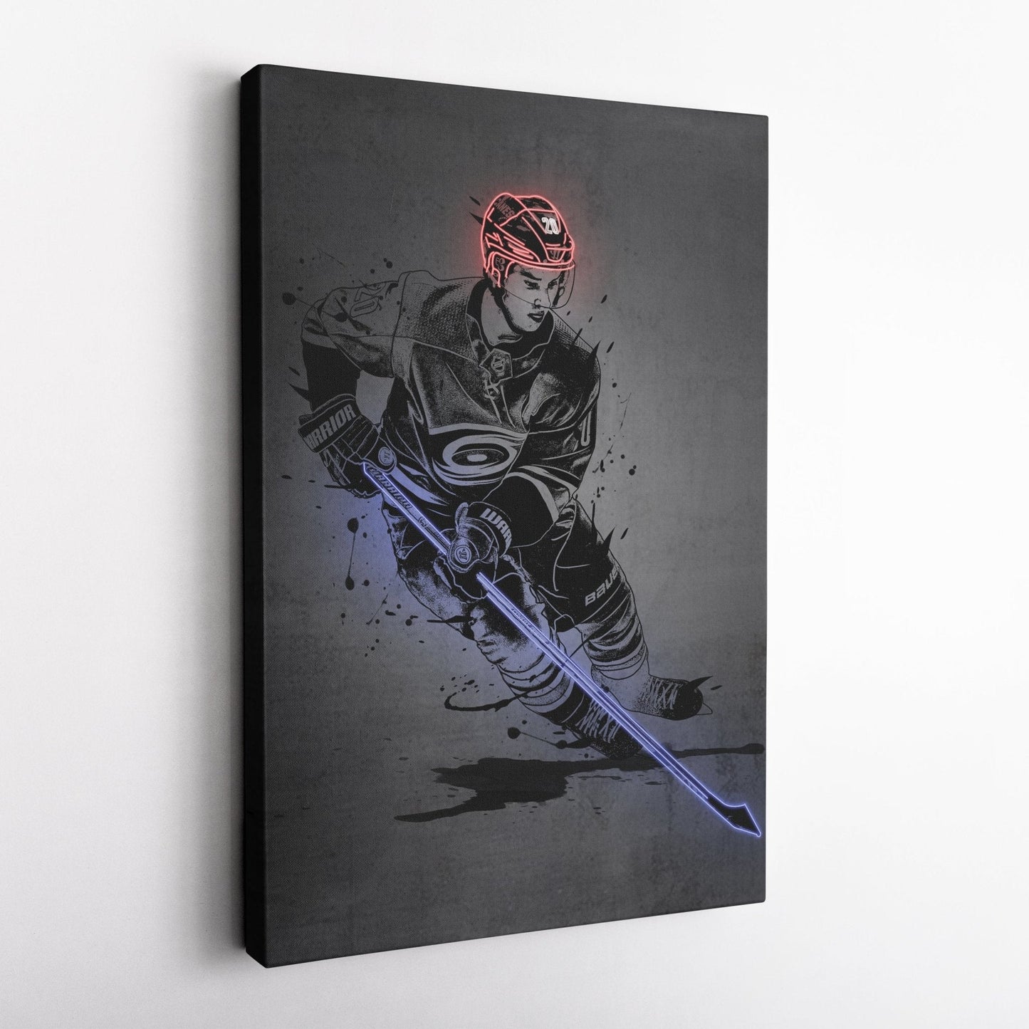 Sebastian Aho Neon Canvas Art | Modern Wall Decor for Hurricanes Fans