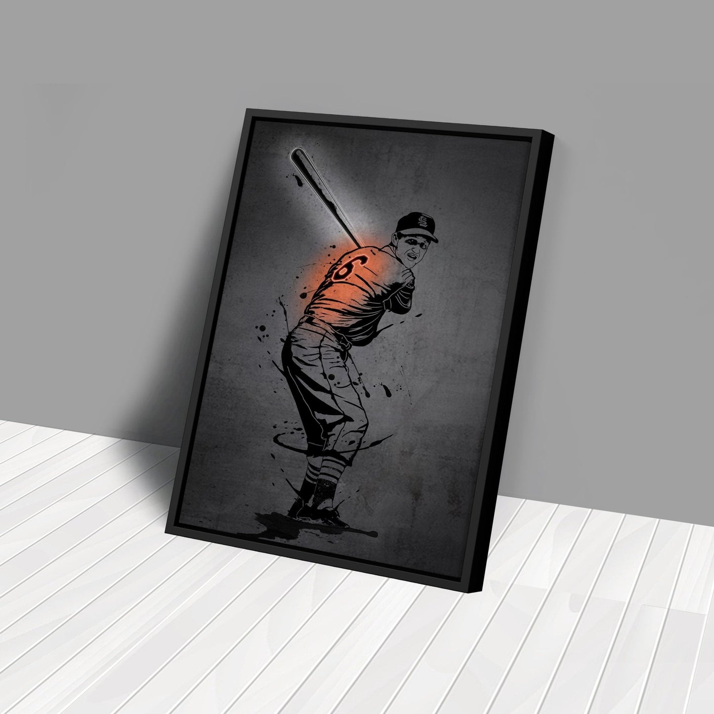 Stan Musial Neon Canvas Art | Modern Wall Decor for Cardinals Fans