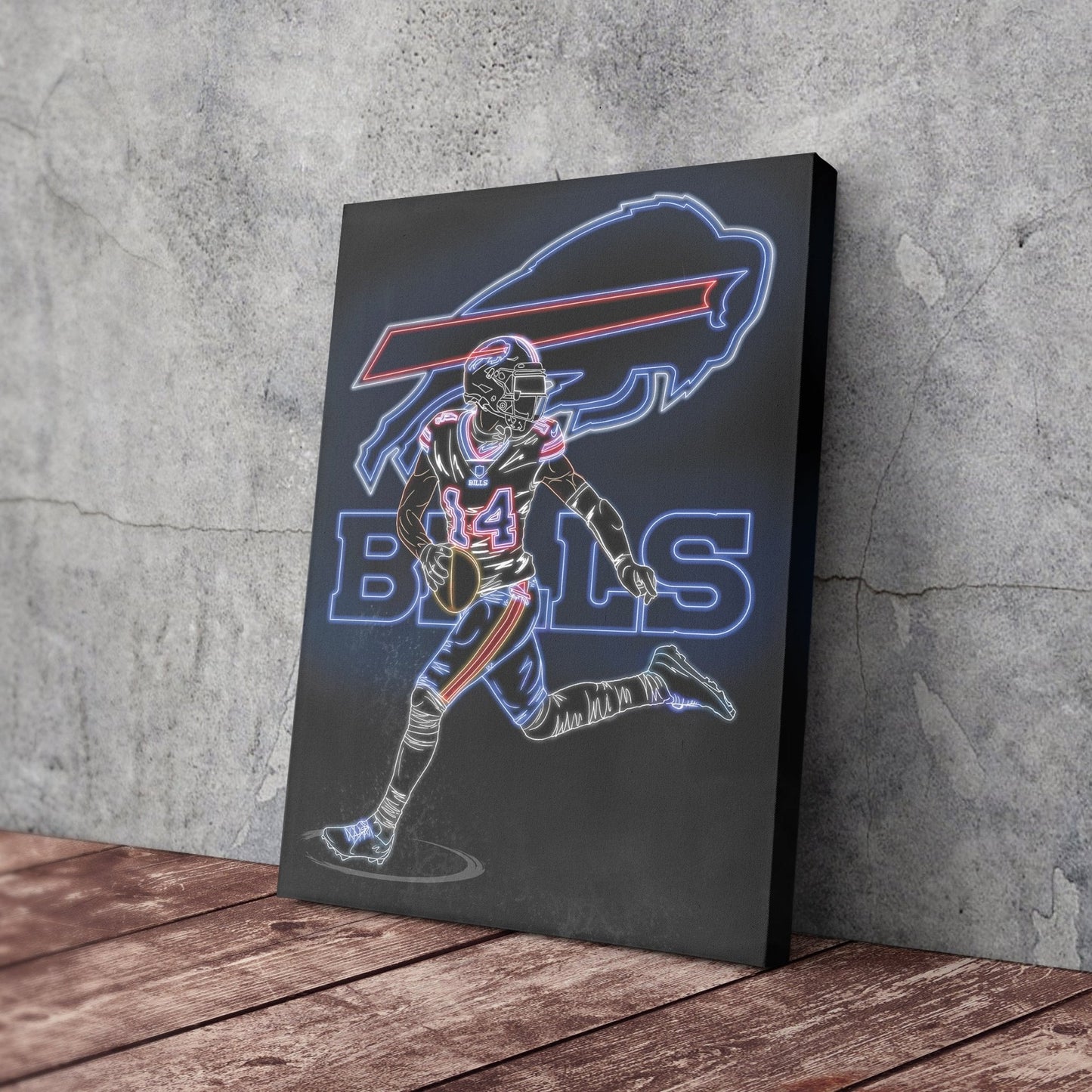Stefon Diggs Neon Canvas Art | Bills Wall Decor