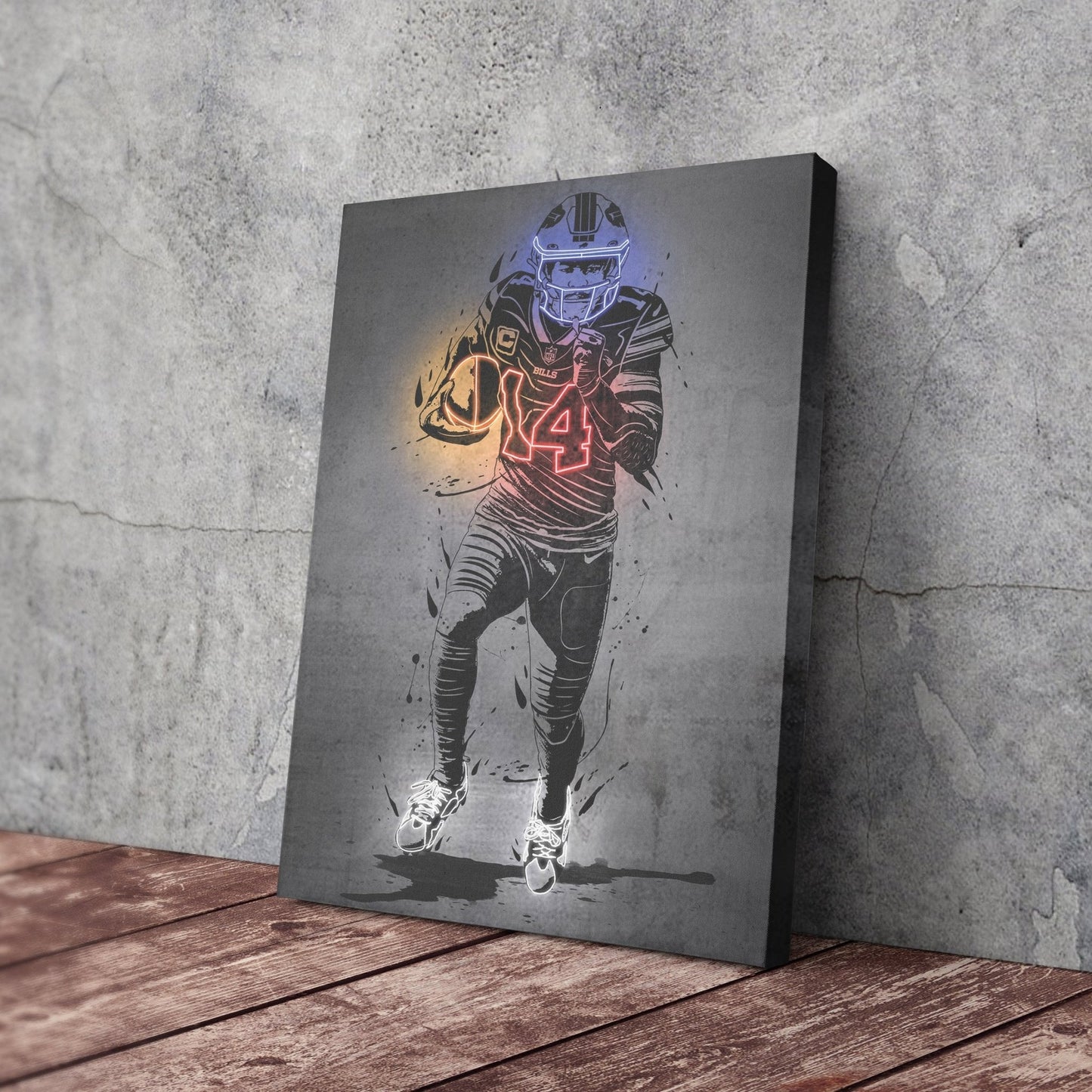 Stefon Diggs Neon Canvas Art | Modern Wall Decor for Bills Fans
