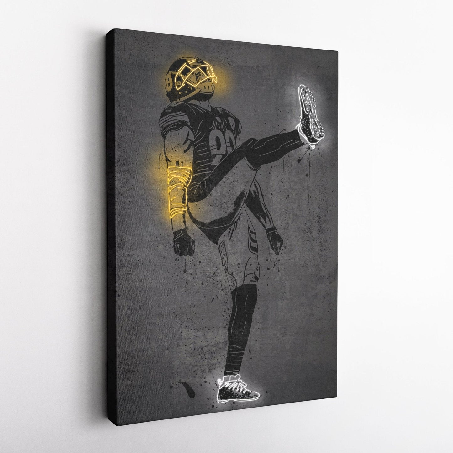 T. J. Watt Neon Canvas Art | Modern Wall Decor for Steelers Fans