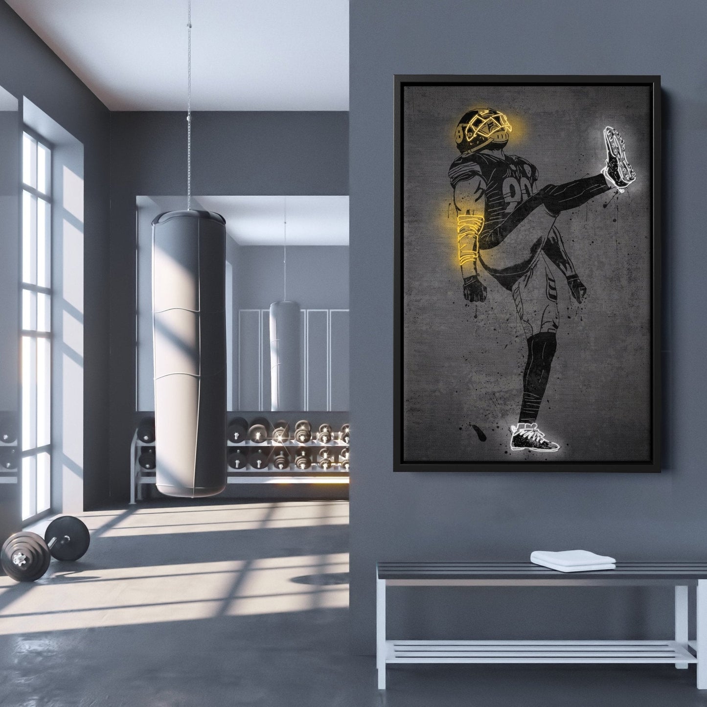 T. J. Watt Neon Canvas Art | Modern Wall Decor for Steelers Fans